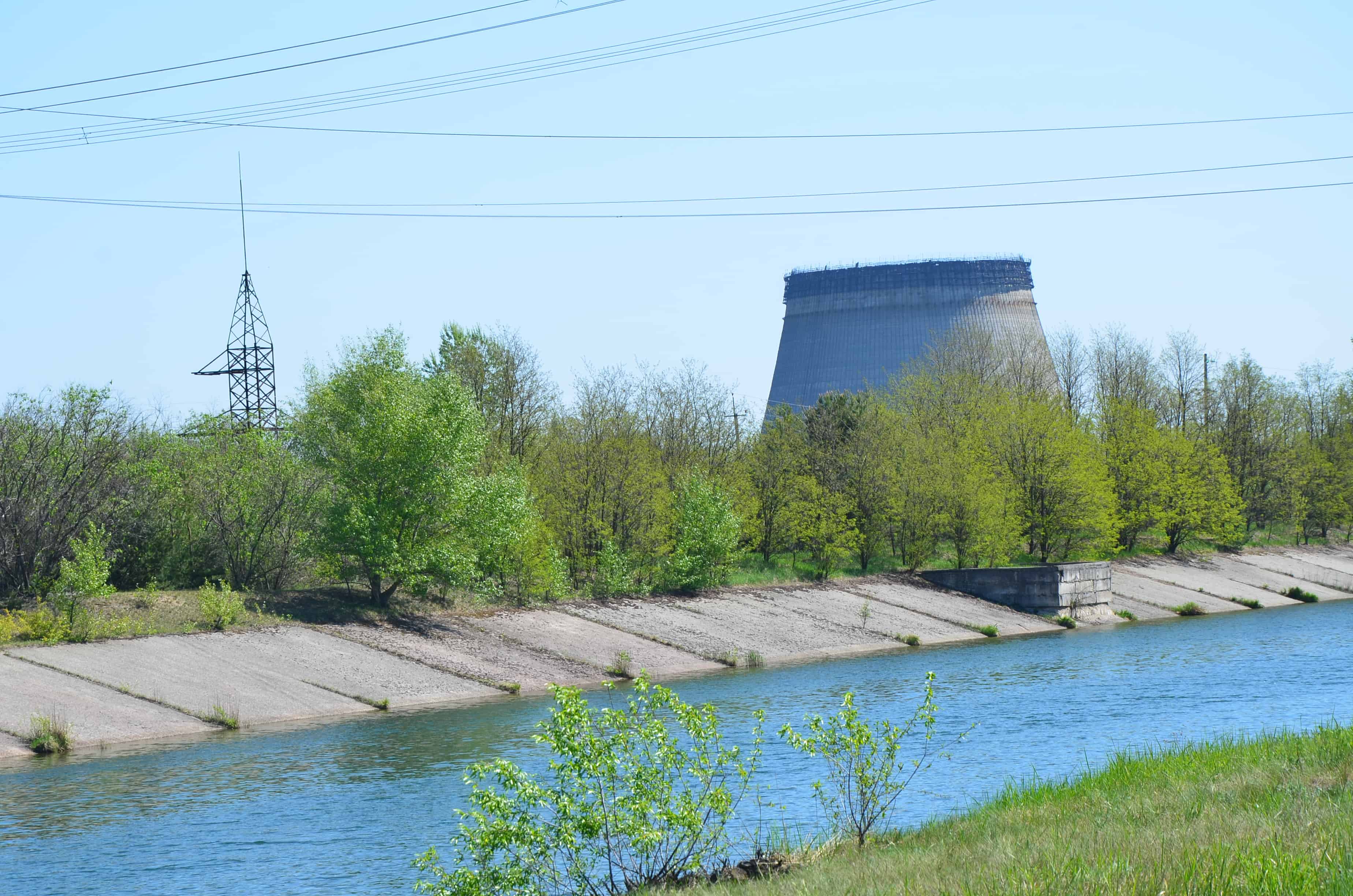 Cooling tower at Chernobyl Nuclear Power Plant in Chernobyl Exclusion Zone, Ukraine