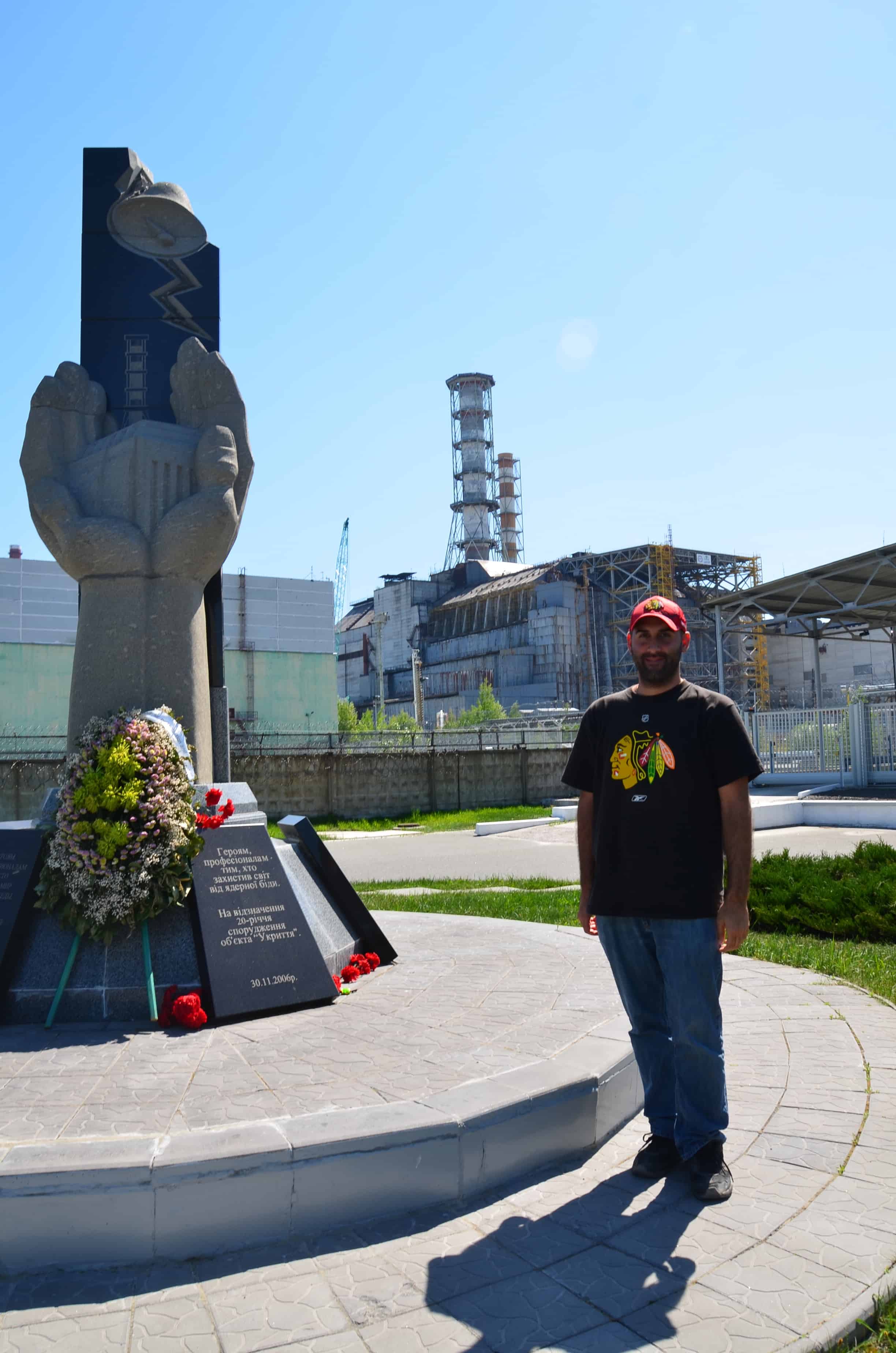 Me at Reactor #4 at Chernobyl Nuclear Power Plant in Chernobyl Exclusion Zone, Ukraine