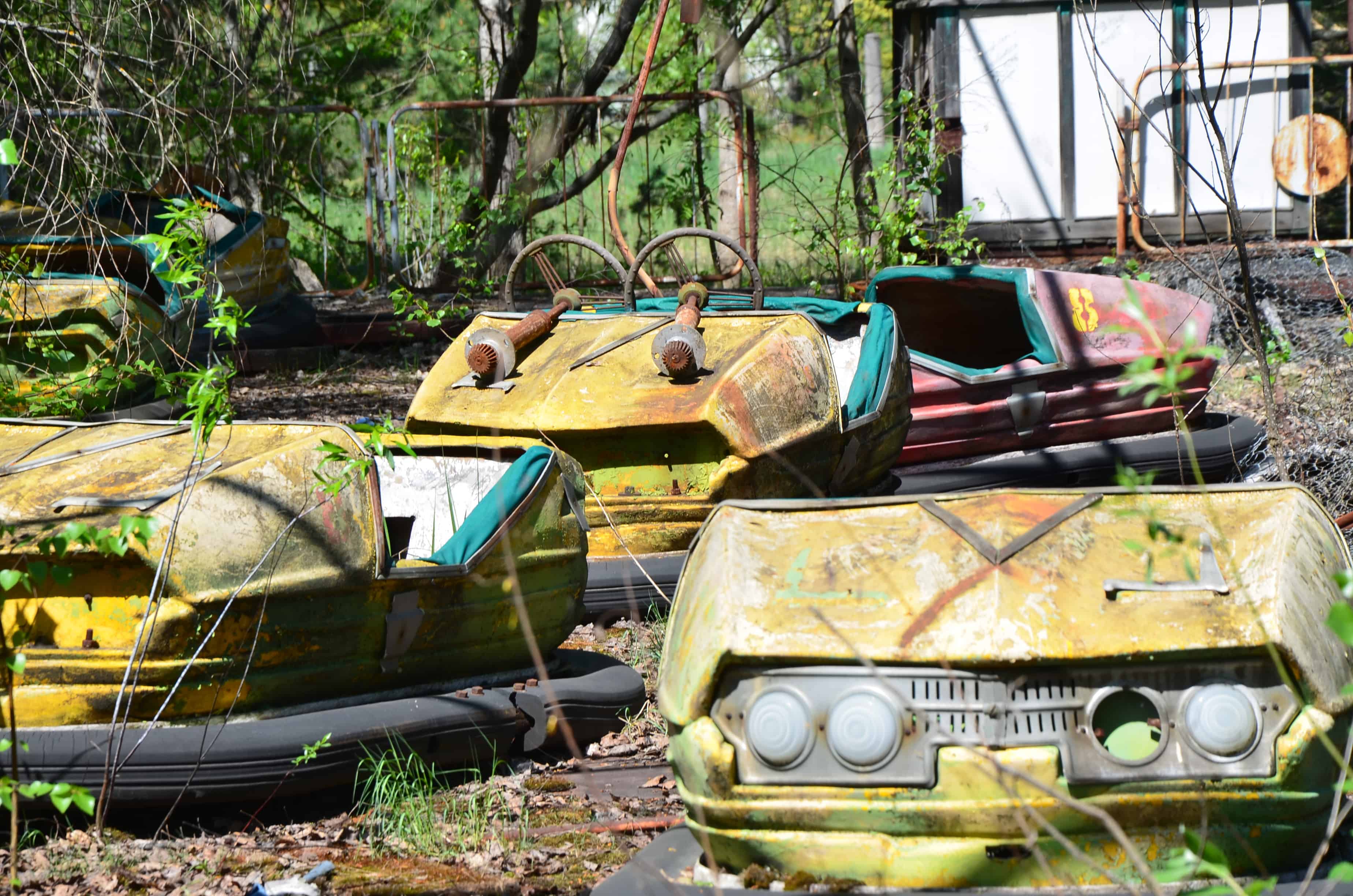 Bumper cars at the amusement park in Pripyat, Chernobyl Exclusion Zone, Ukraine