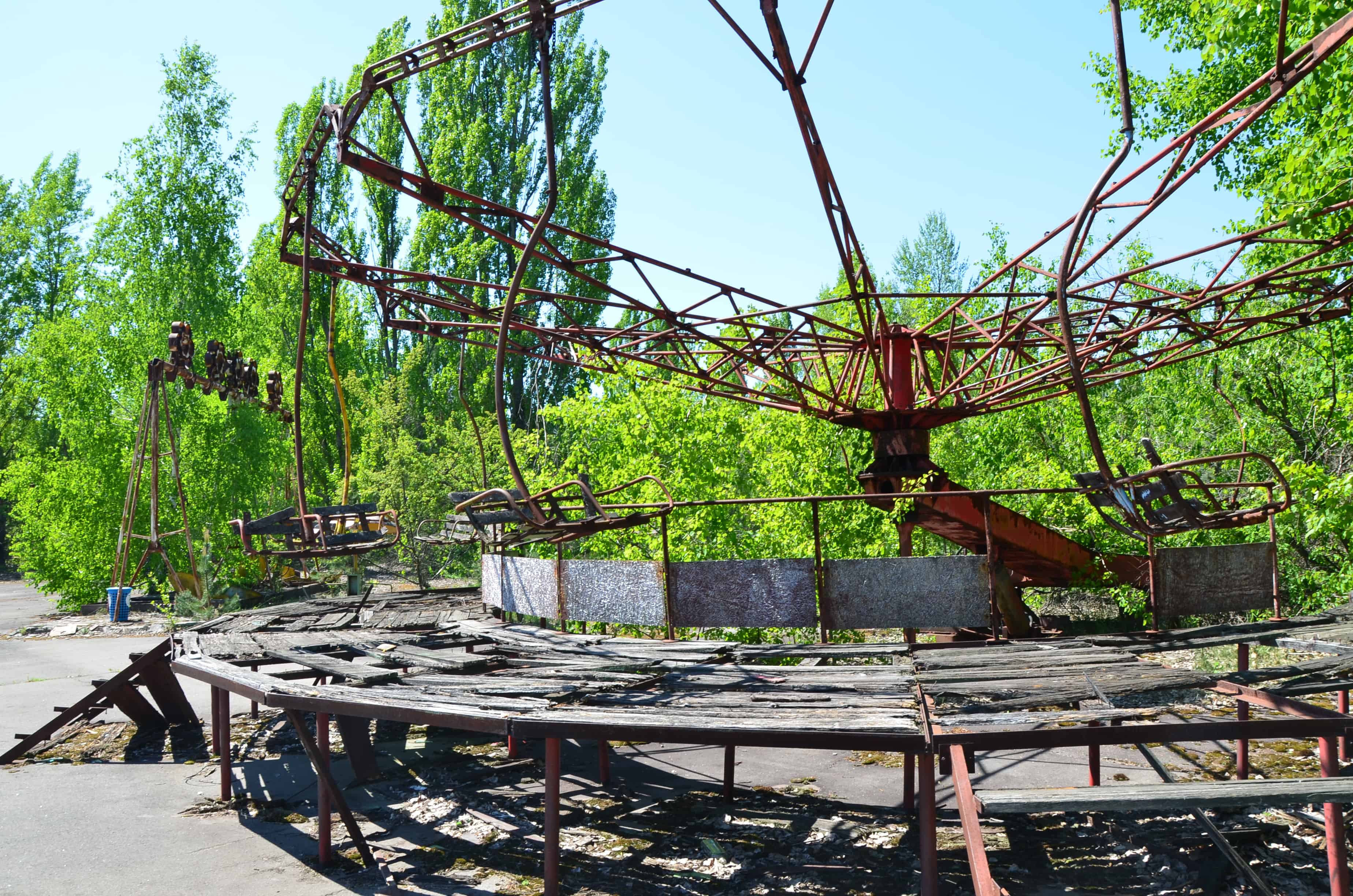 Chair swing at the amusement park in Pripyat, Chernobyl Exclusion Zone, Ukraine