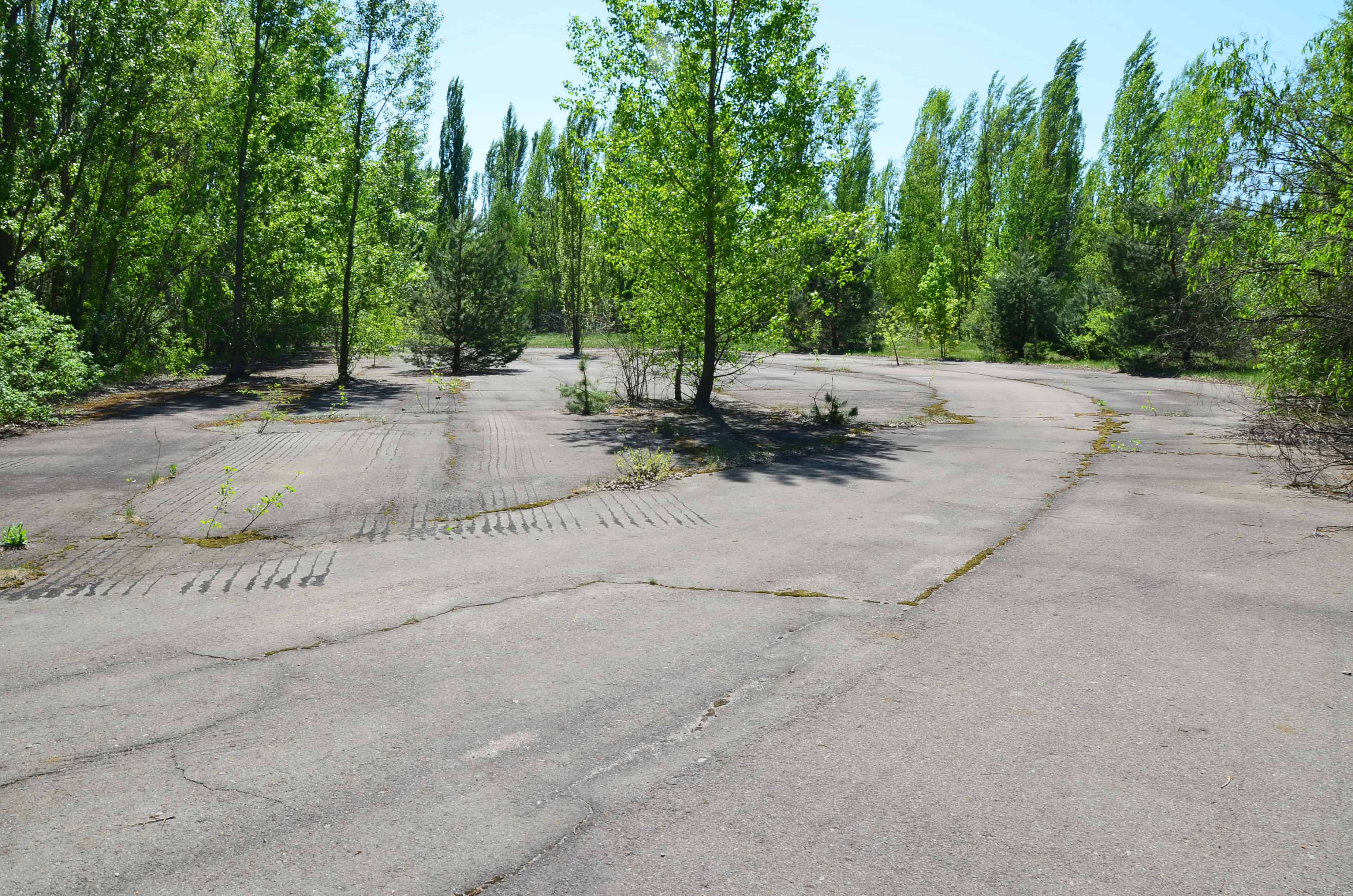 Track at Stadium "Avangard" in Pripyat, Chernobyl Exclusion Zone, Ukraine