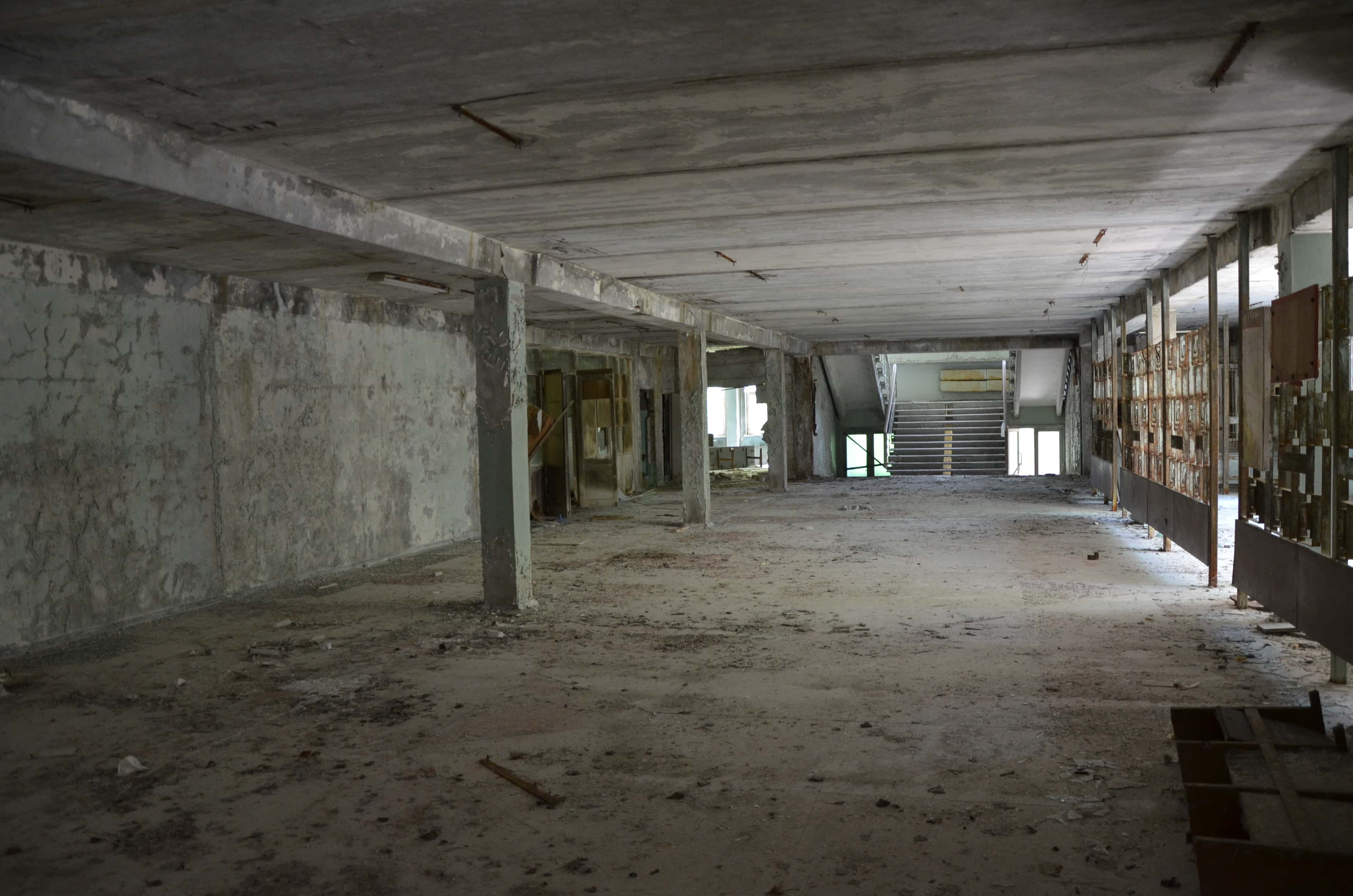 Lobby at Middle School #5 in Pripyat, Chernobyl Exclusion Zone, Ukraine