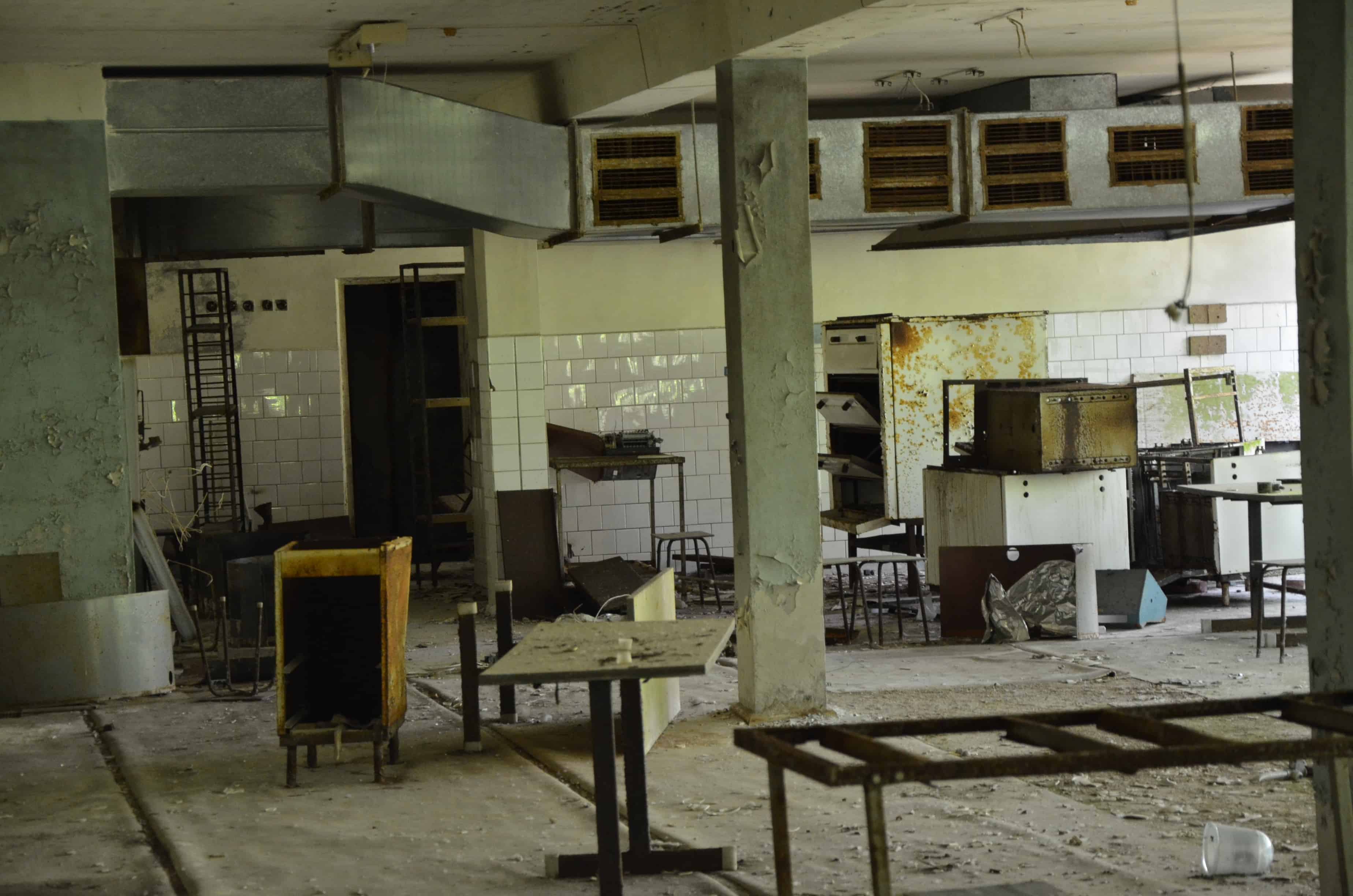 Cafeteria at Middle School #5 in Pripyat, Chernobyl Exclusion Zone, Ukraine