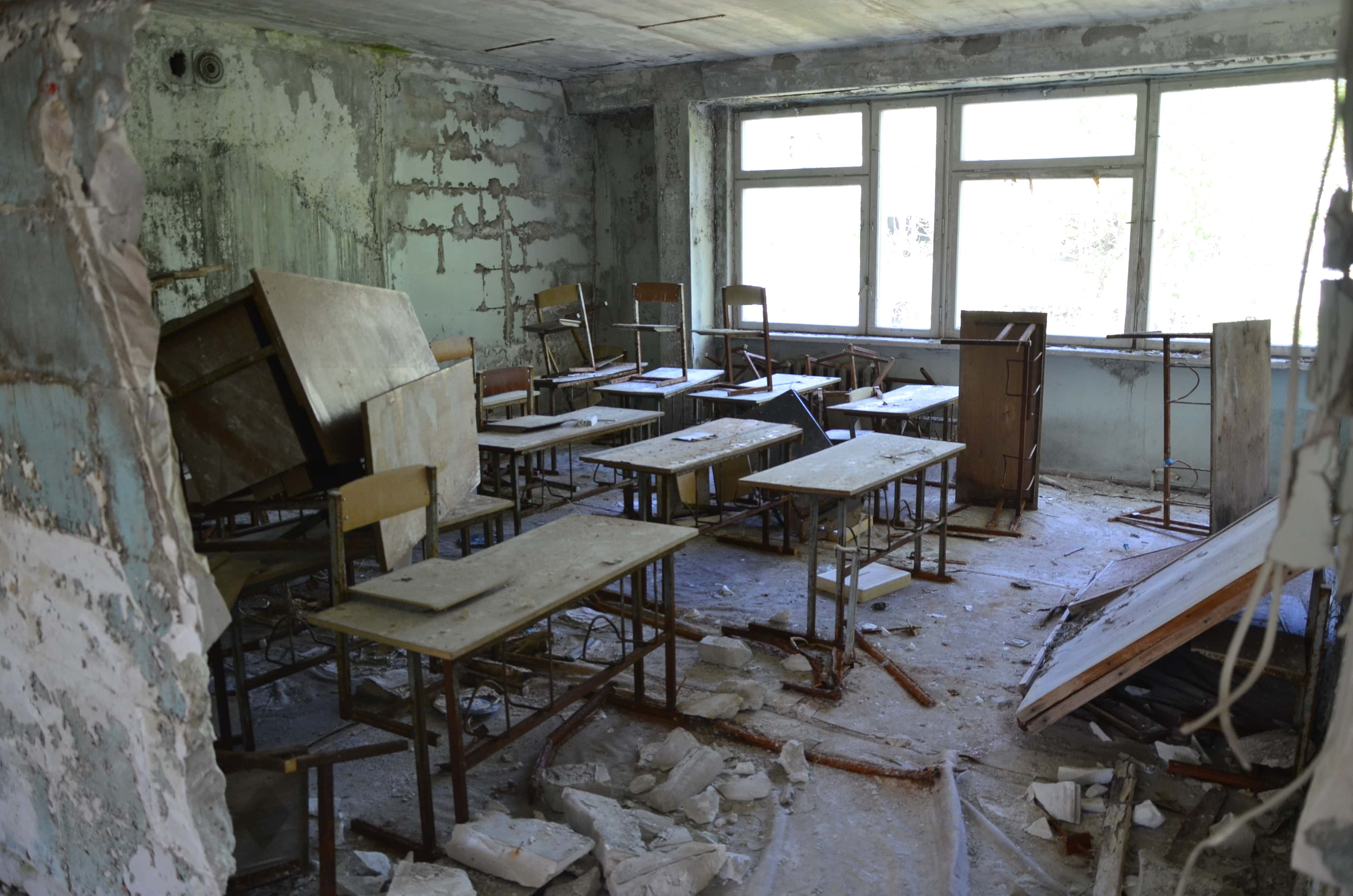 Classroom at Middle School #5 in Pripyat, Chernobyl Exclusion Zone, Ukraine