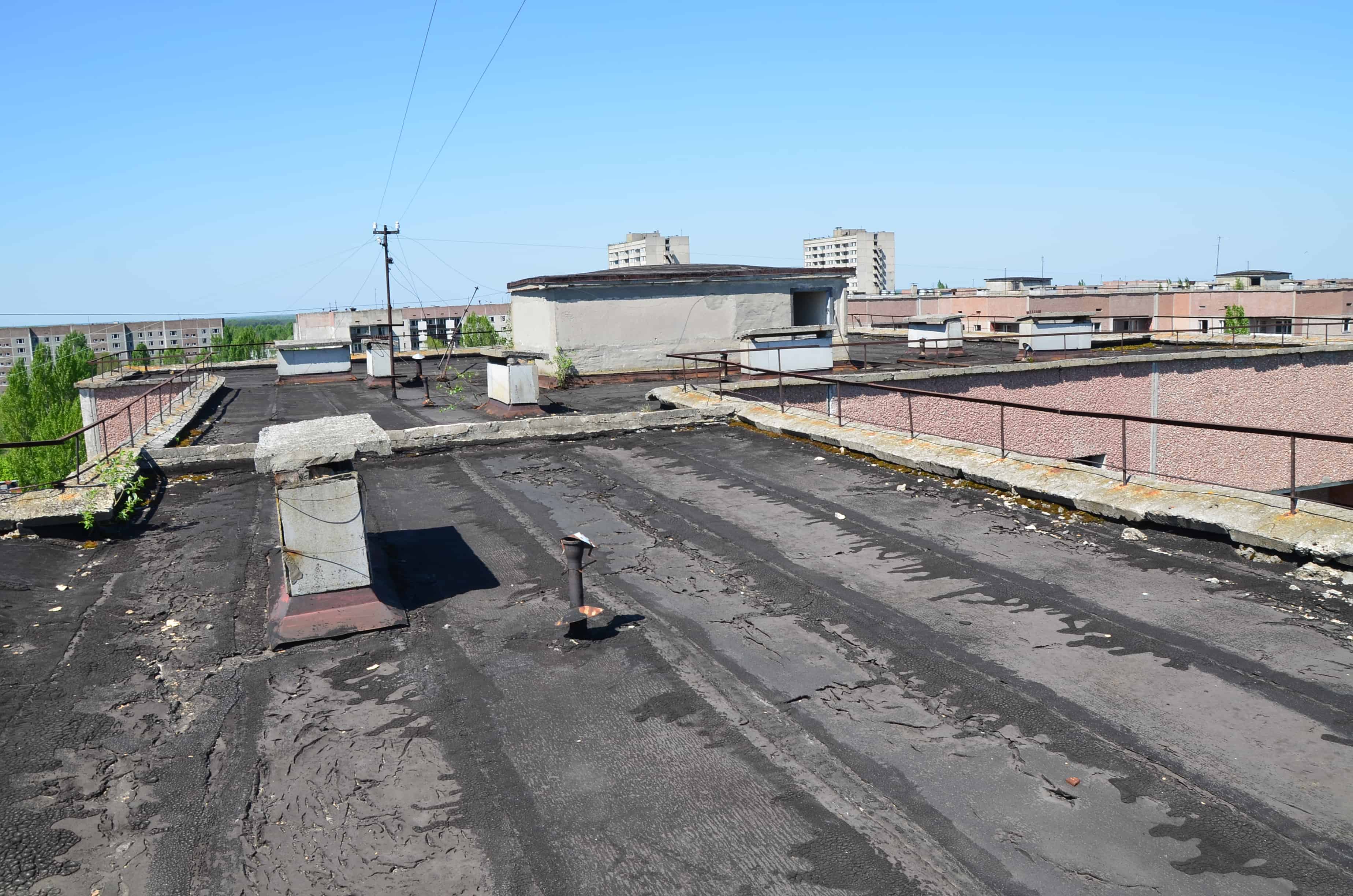 Rooftop of 17 Sportivnaya Street in Pripyat, Chernobyl Exclusion Zone, Ukraine