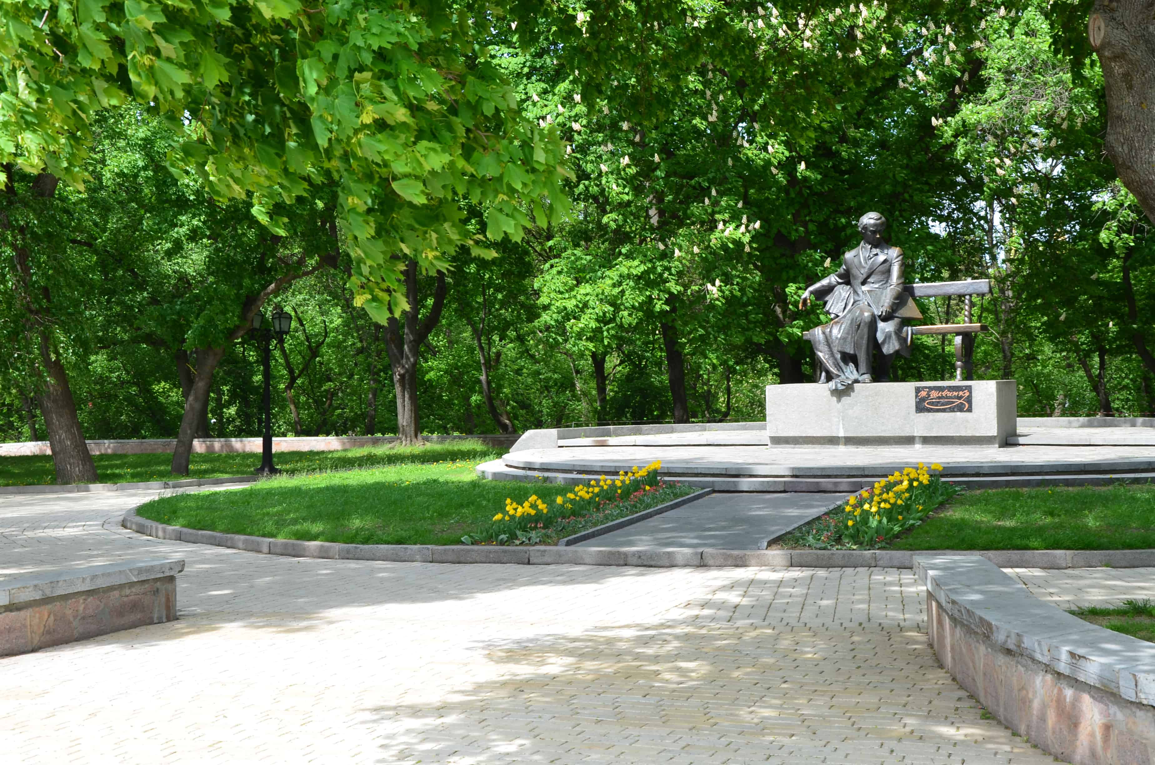 Taras Shevchenko monument at Detinets Park in Chernihiv, Ukraine