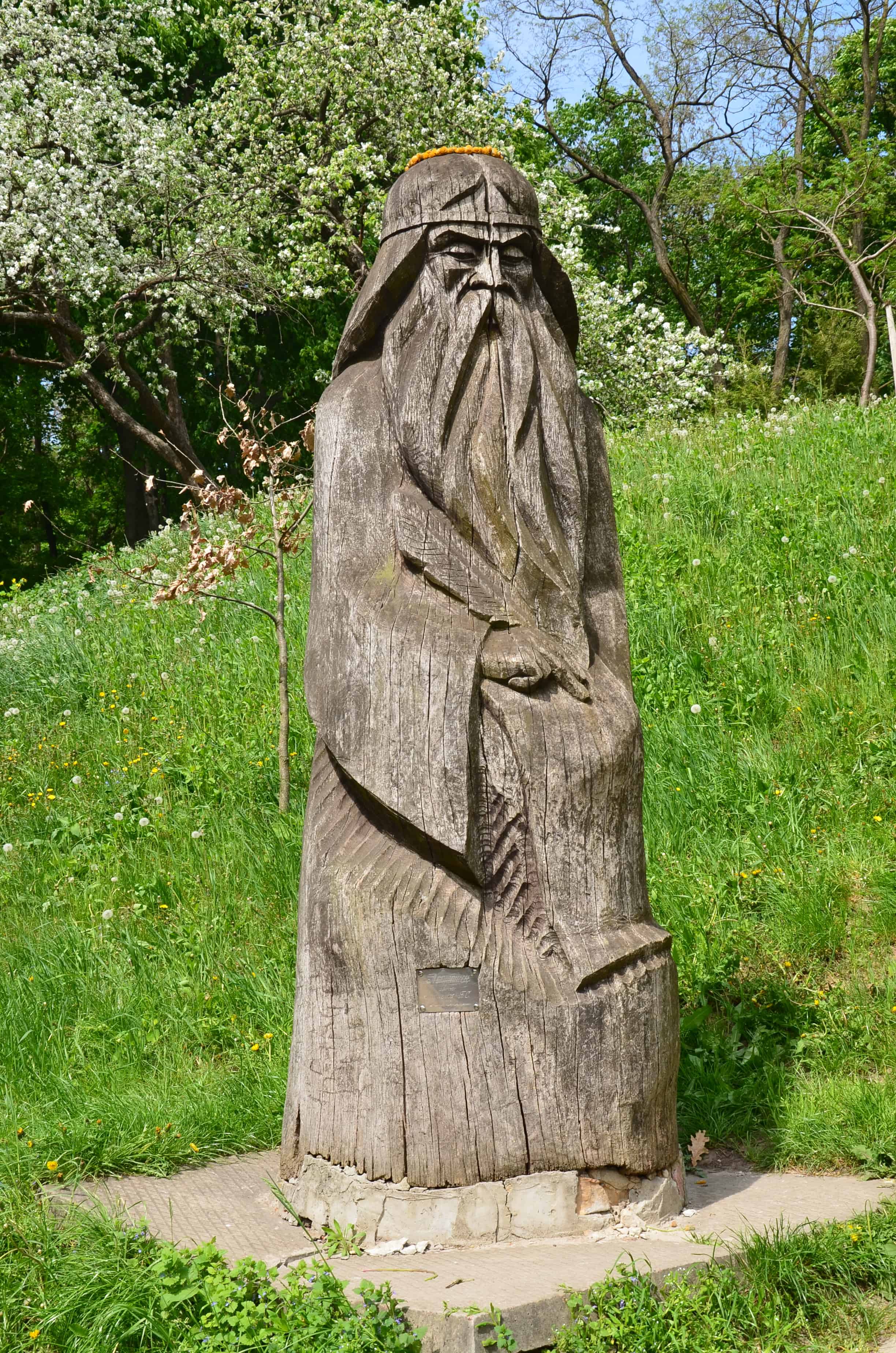 Wood carving at St. Elias Monastery in Chernihiv, Ukraine