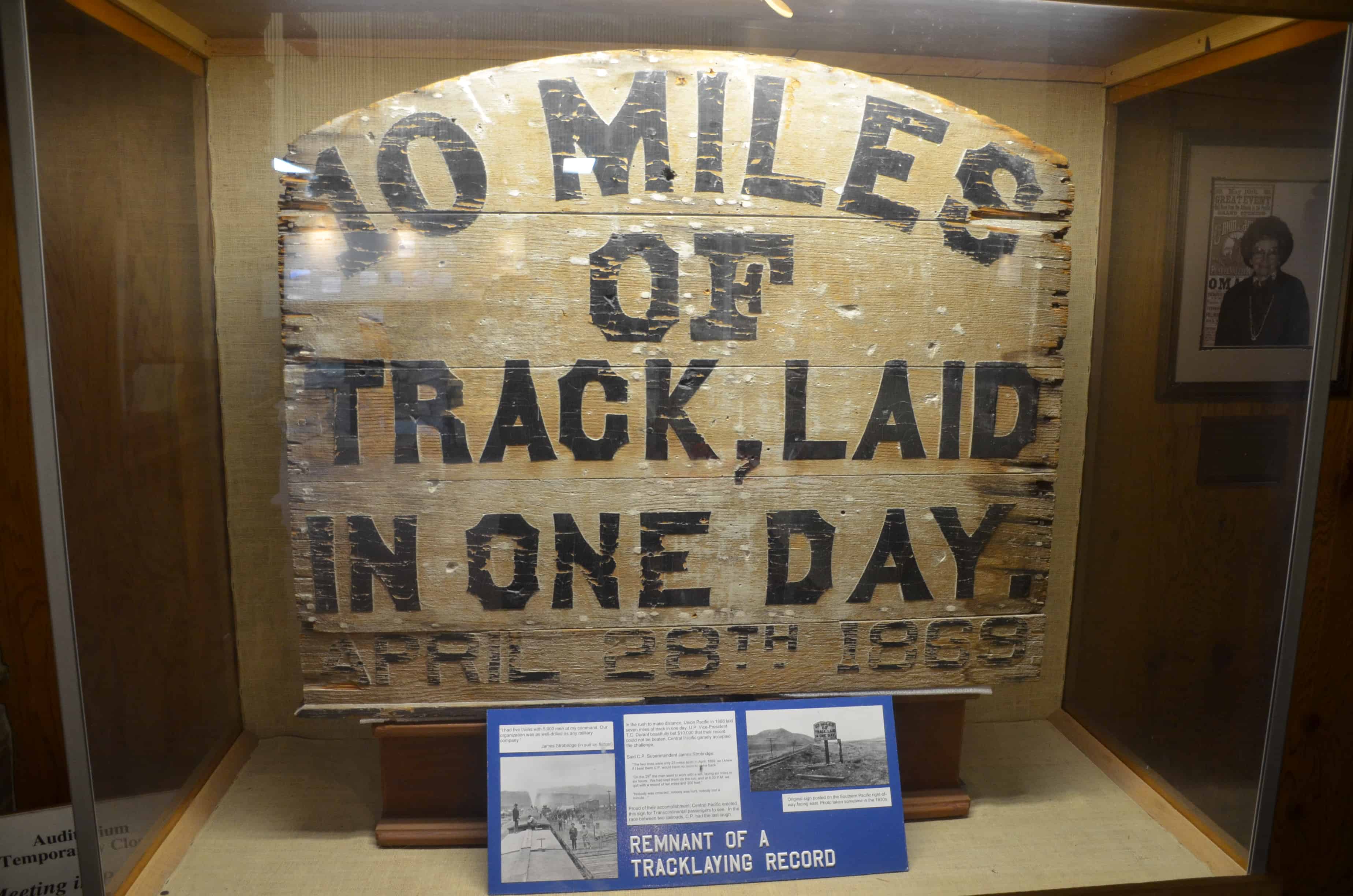 Original sign at the visitor center at Golden Spike National Historical Park, Promontory Summit, Utah