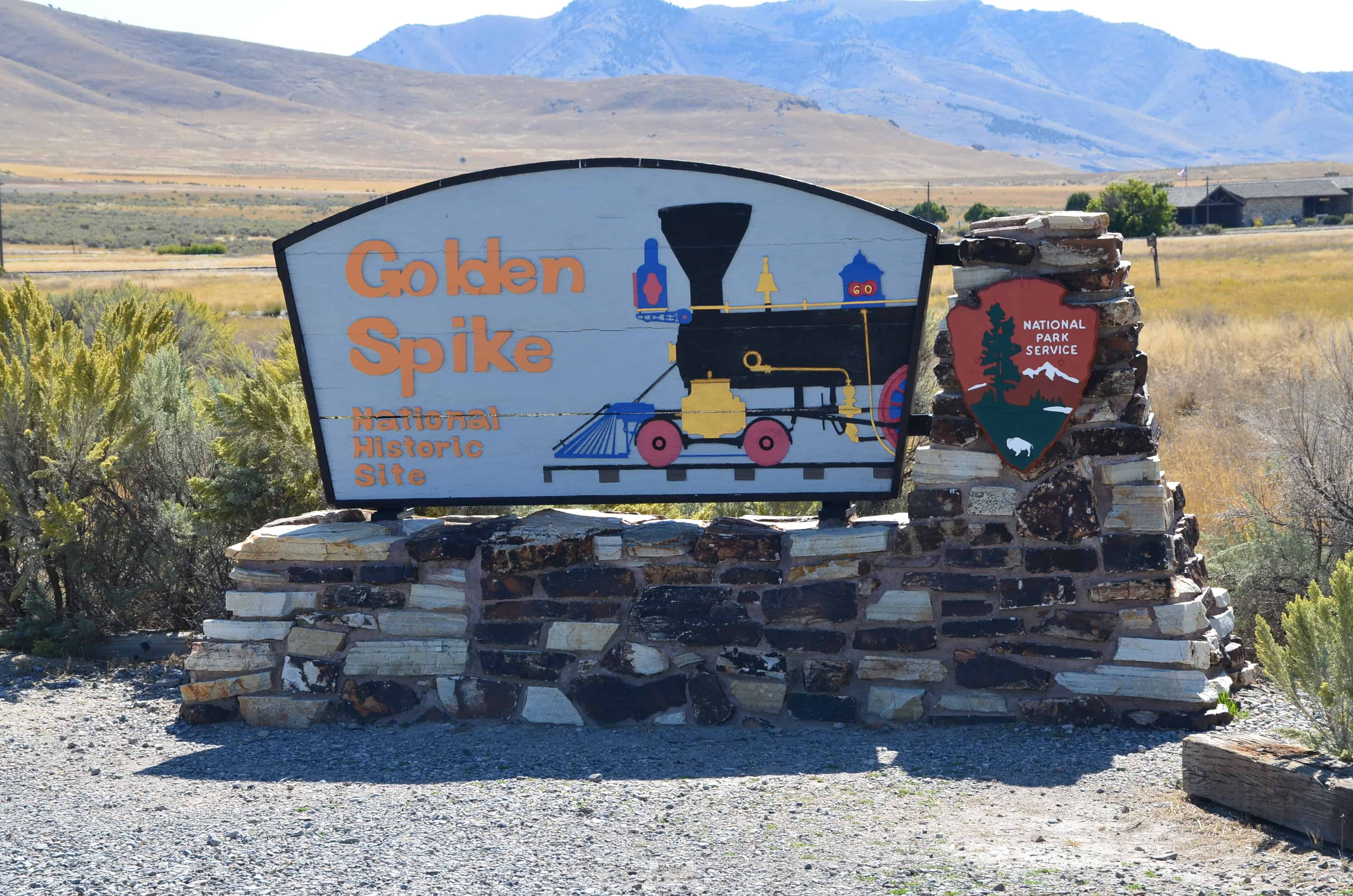 Sign at the Golden Spike National Historic Site in 2015 (before re-designation as a national historical park), Promontory Summit, Utah