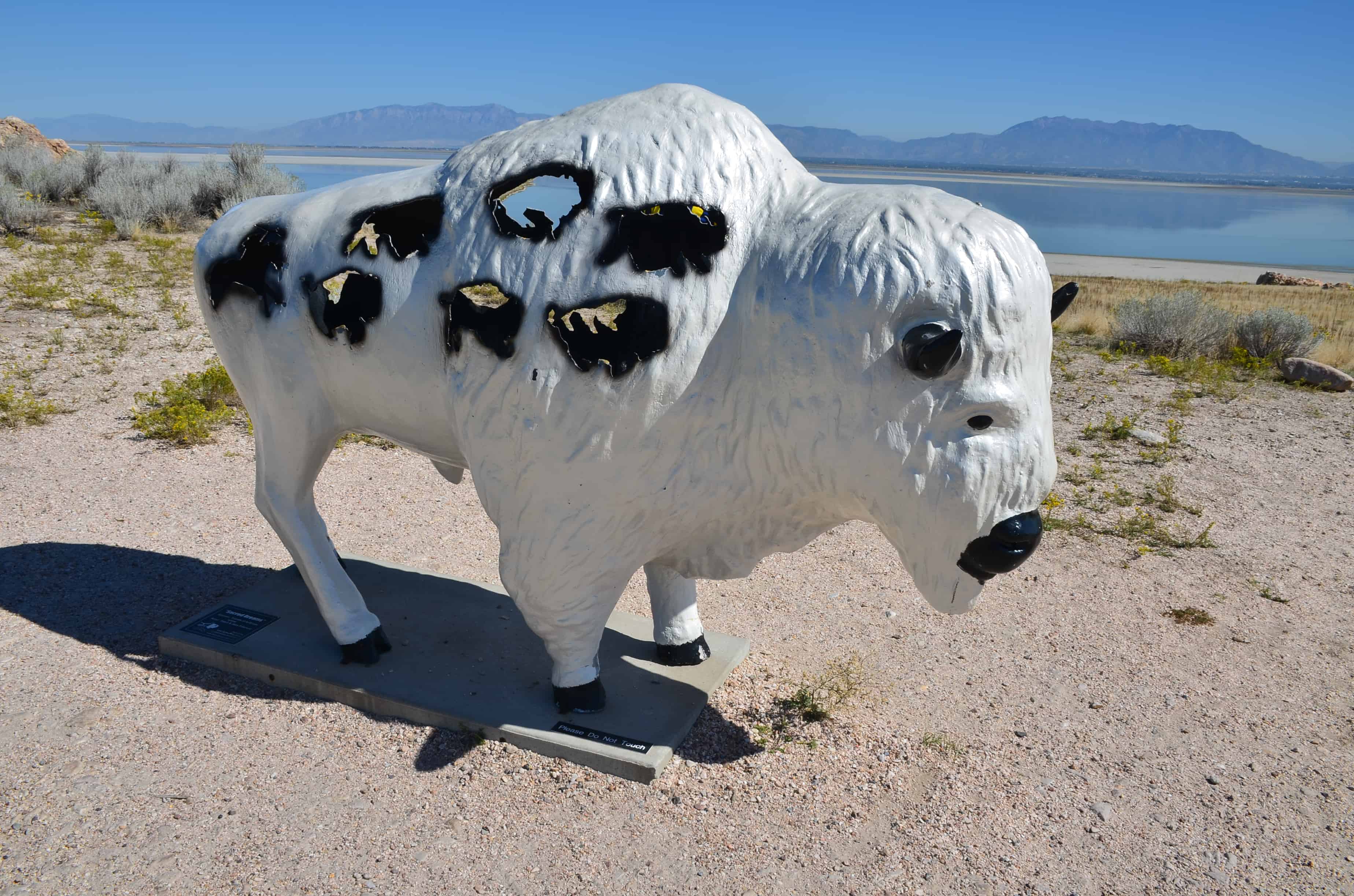 Bison sculpture at Antelope Island State Park in Utah
