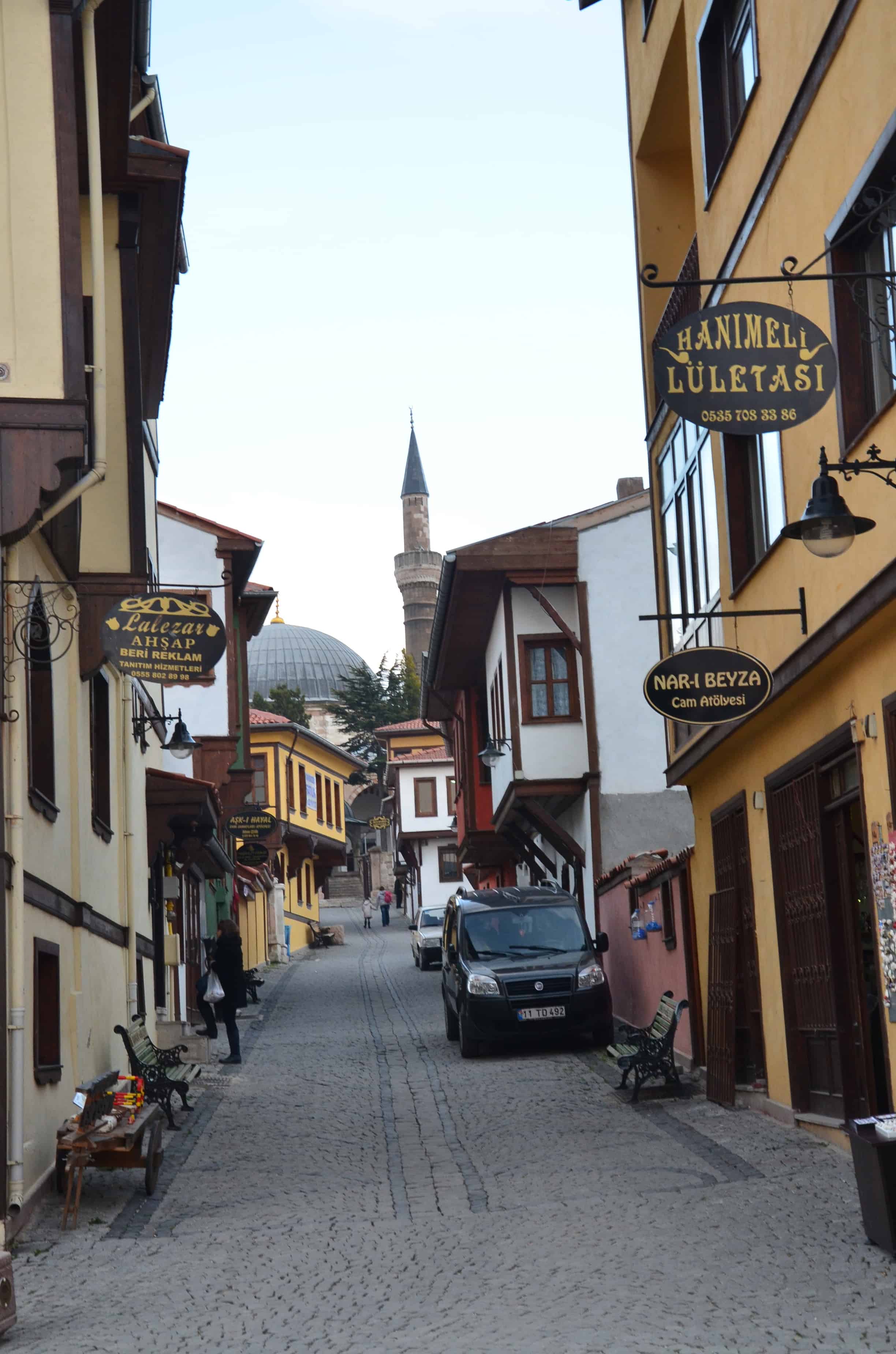 A narrow street in Odunpazarı in Eskişehir, Turkey
