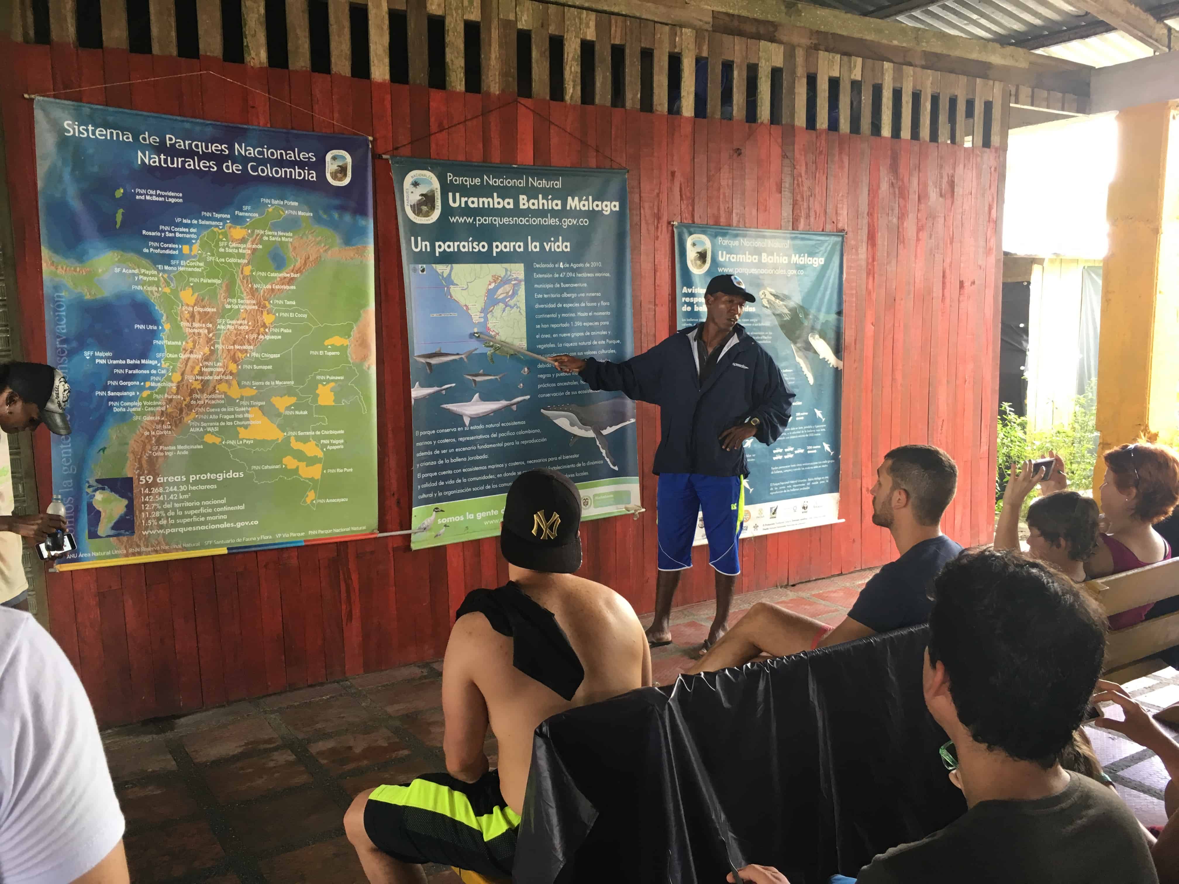 A guide lecturing about the whales in Juanchaco, Valle del Cauca, Colombia