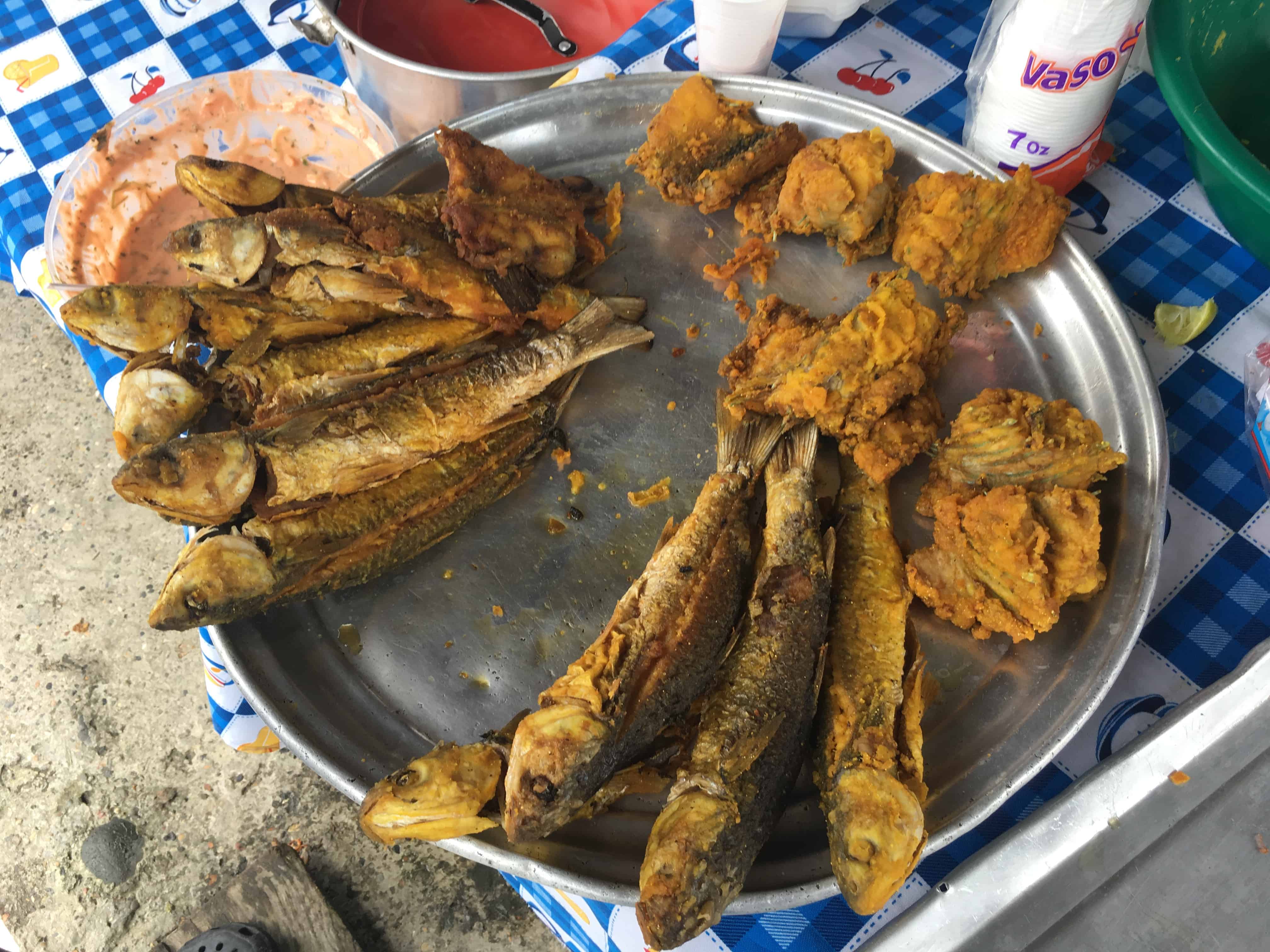 Fried fish in Juanchaco, Valle del Cauca, Colombia