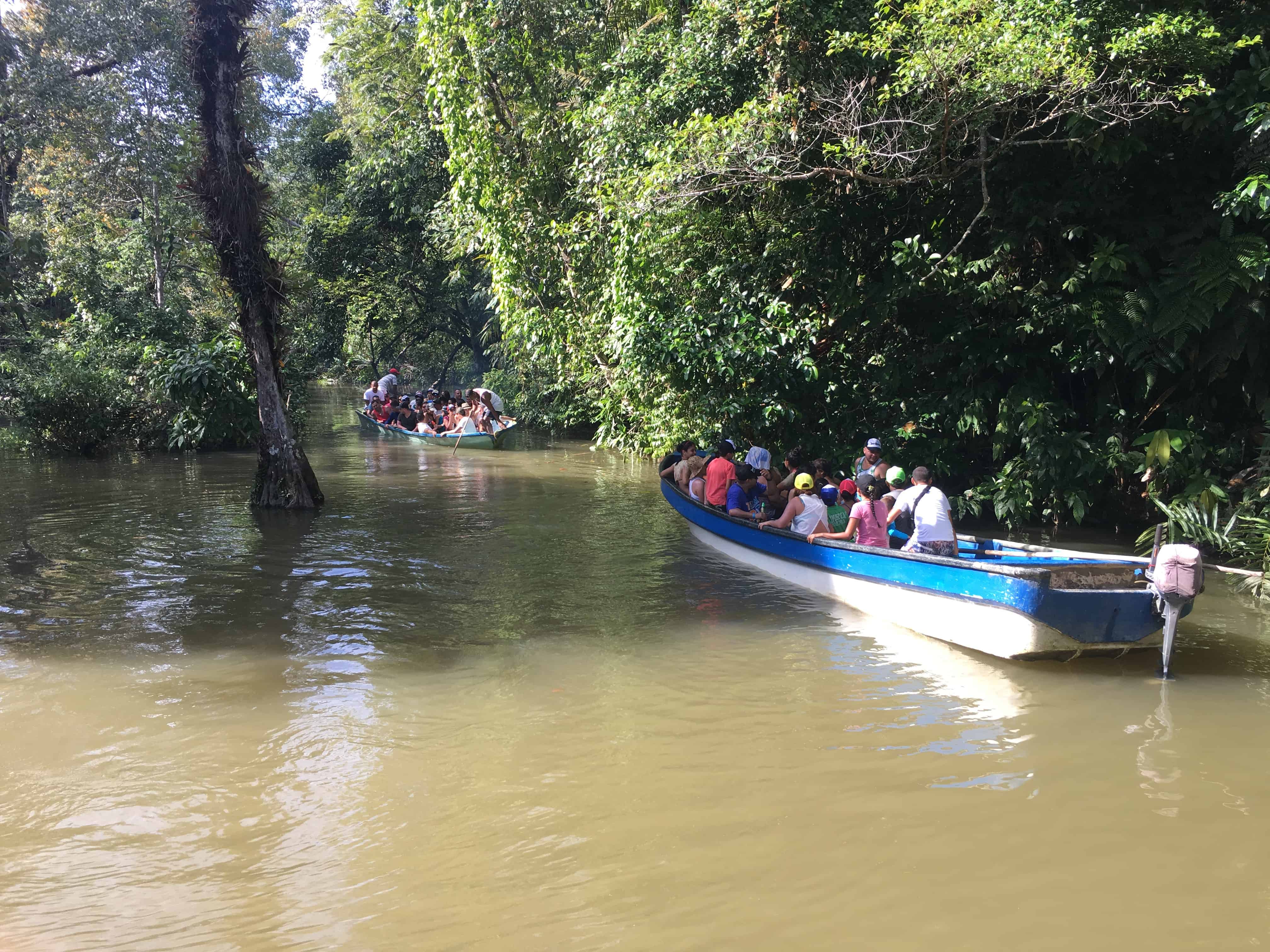 A boat heading into the mangroves at Parque Nacional Natural Uramba Bahía Málaga in Colombia