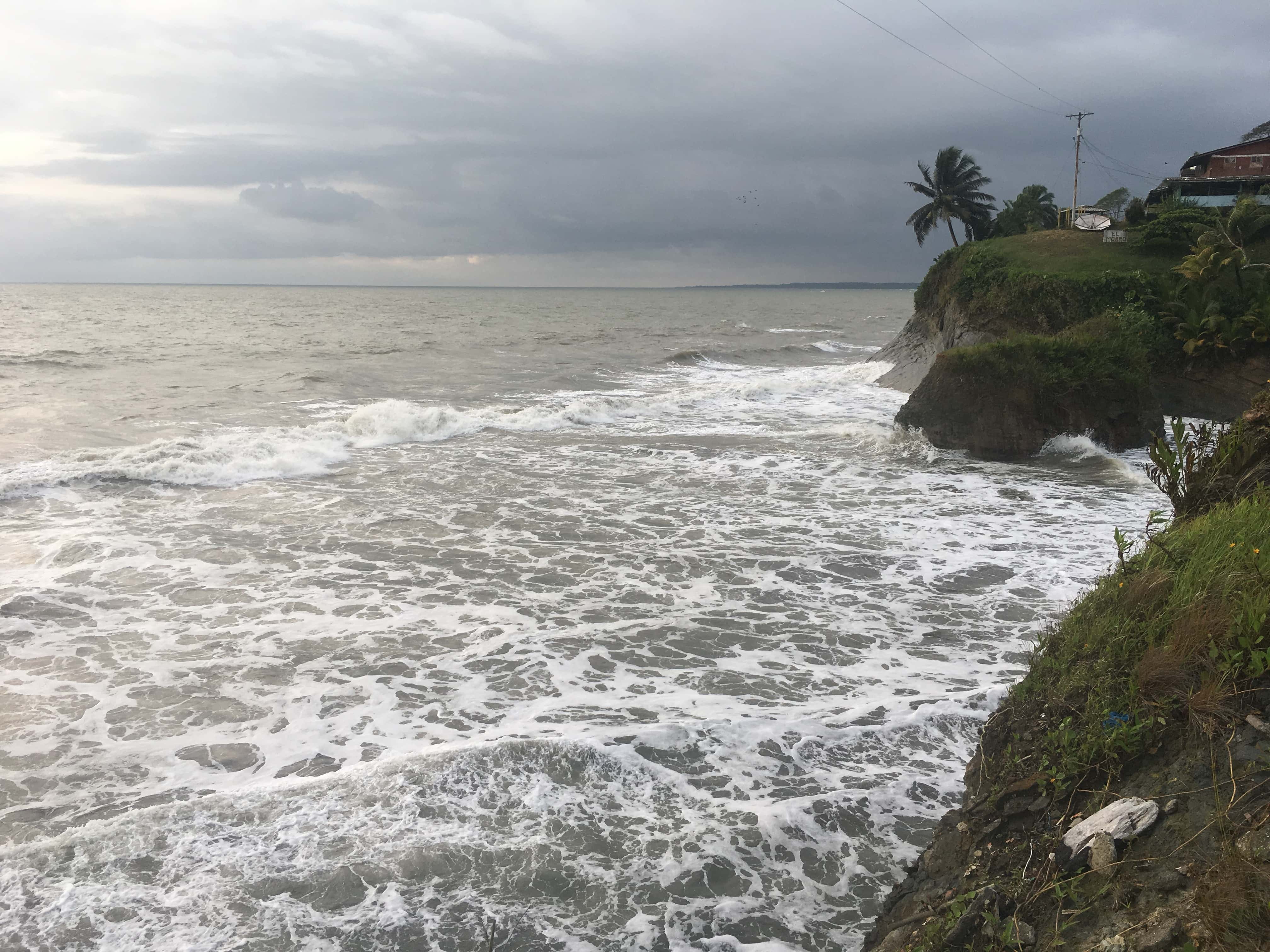 The beach at high tide in Ladrilleros, Valle del Cauca, Colombia