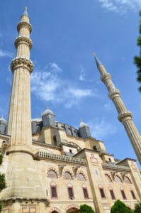 Minarets of the Selimiye Mosque in Edirne, Turkey