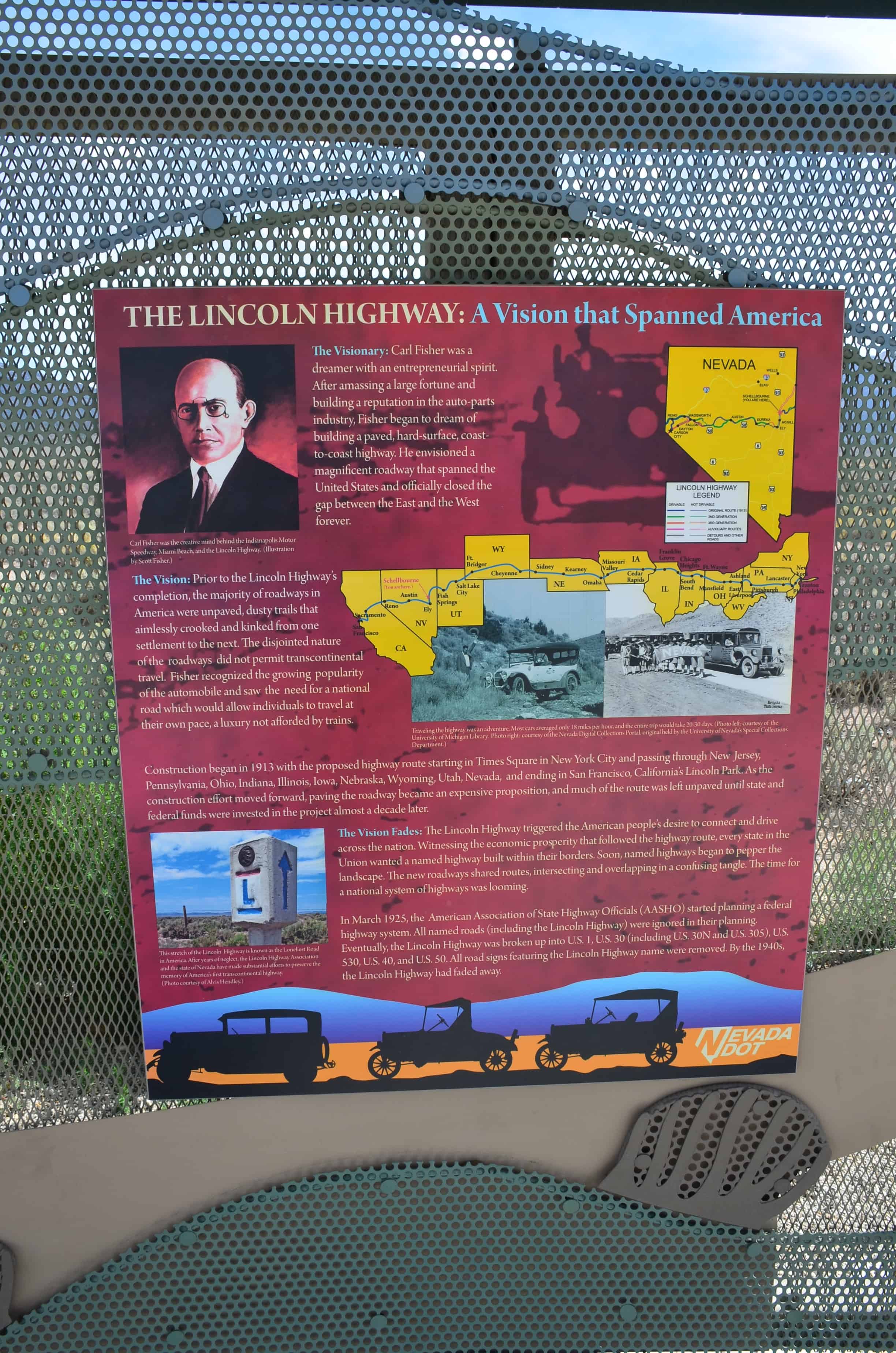 Lincoln Highway panel at the Schellbourne Rest Area in Nevada