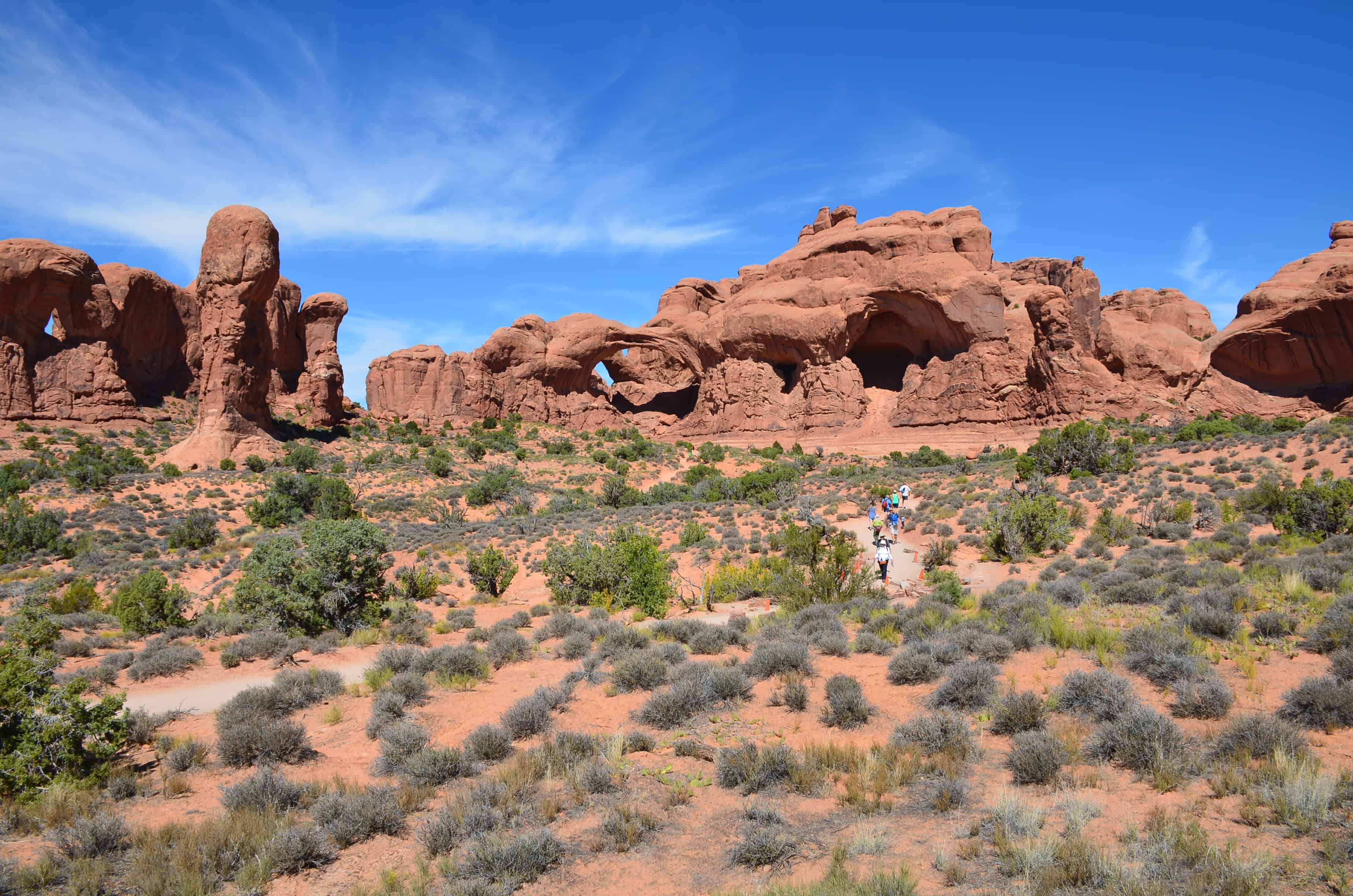 Double Arch Trail at the Windows Section at Arches National Park in Utah