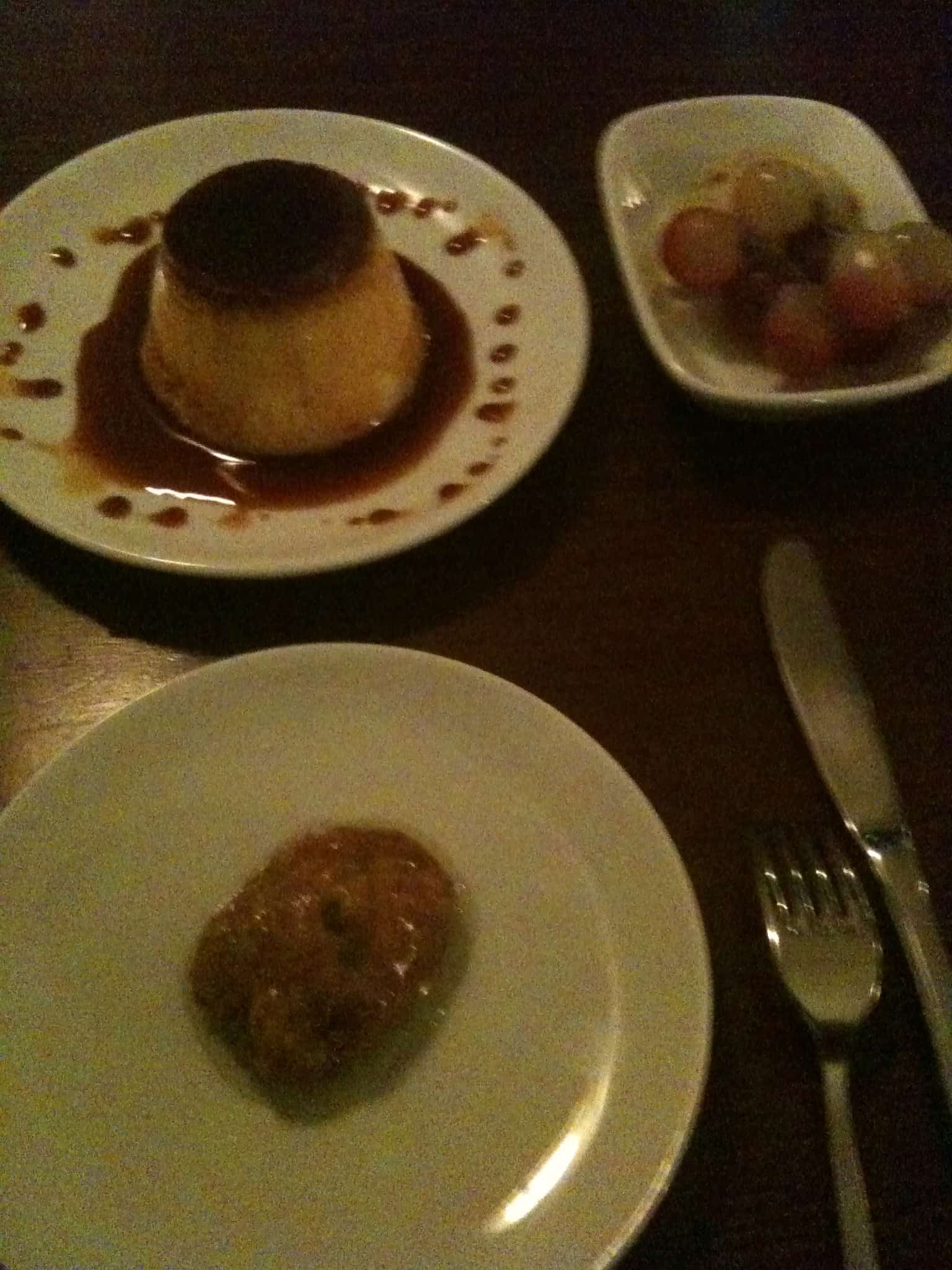 Creme caramel and a cookie at Orfoz in Bodrum, Turkey