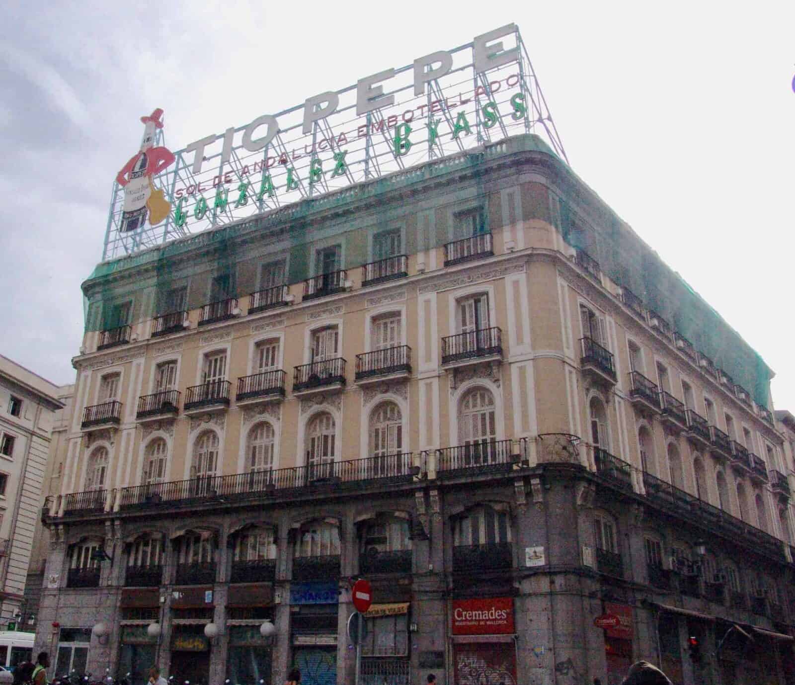 Former location of the Tío Pepe sign in July 2010 at Puerta del Sol