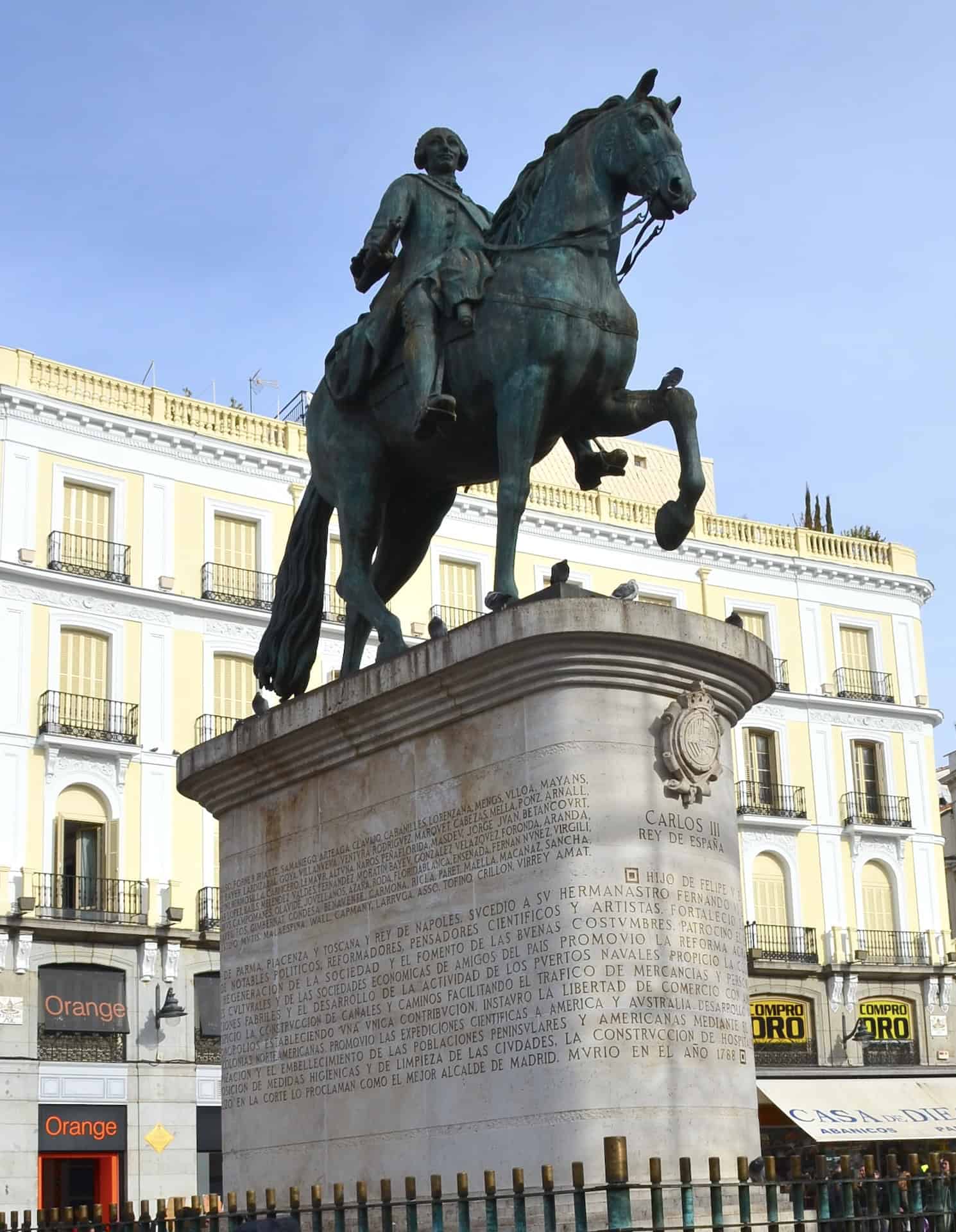 Monument to Carlos III at Puerta del Sol