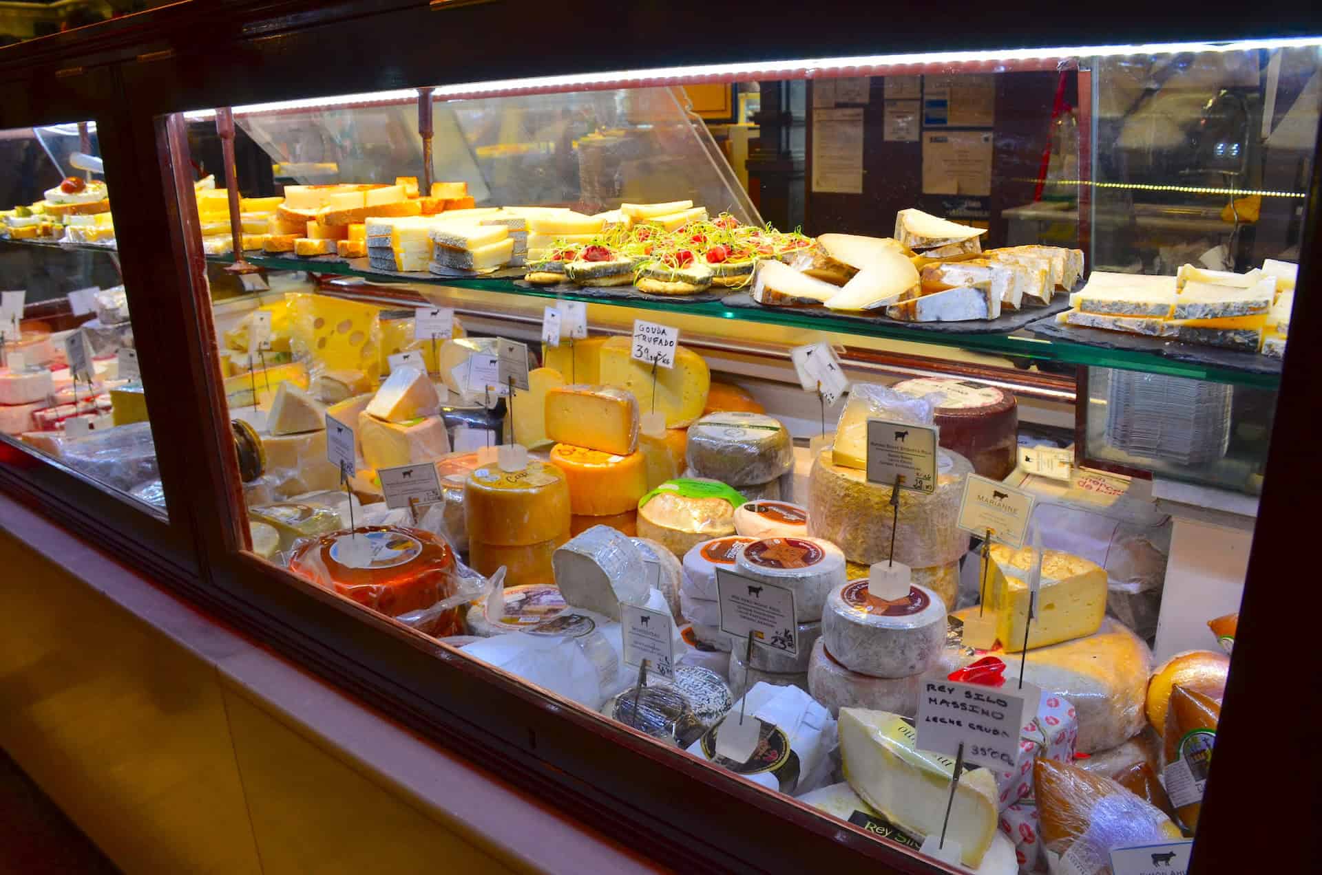 Selection of cheeses at San Miguel Market