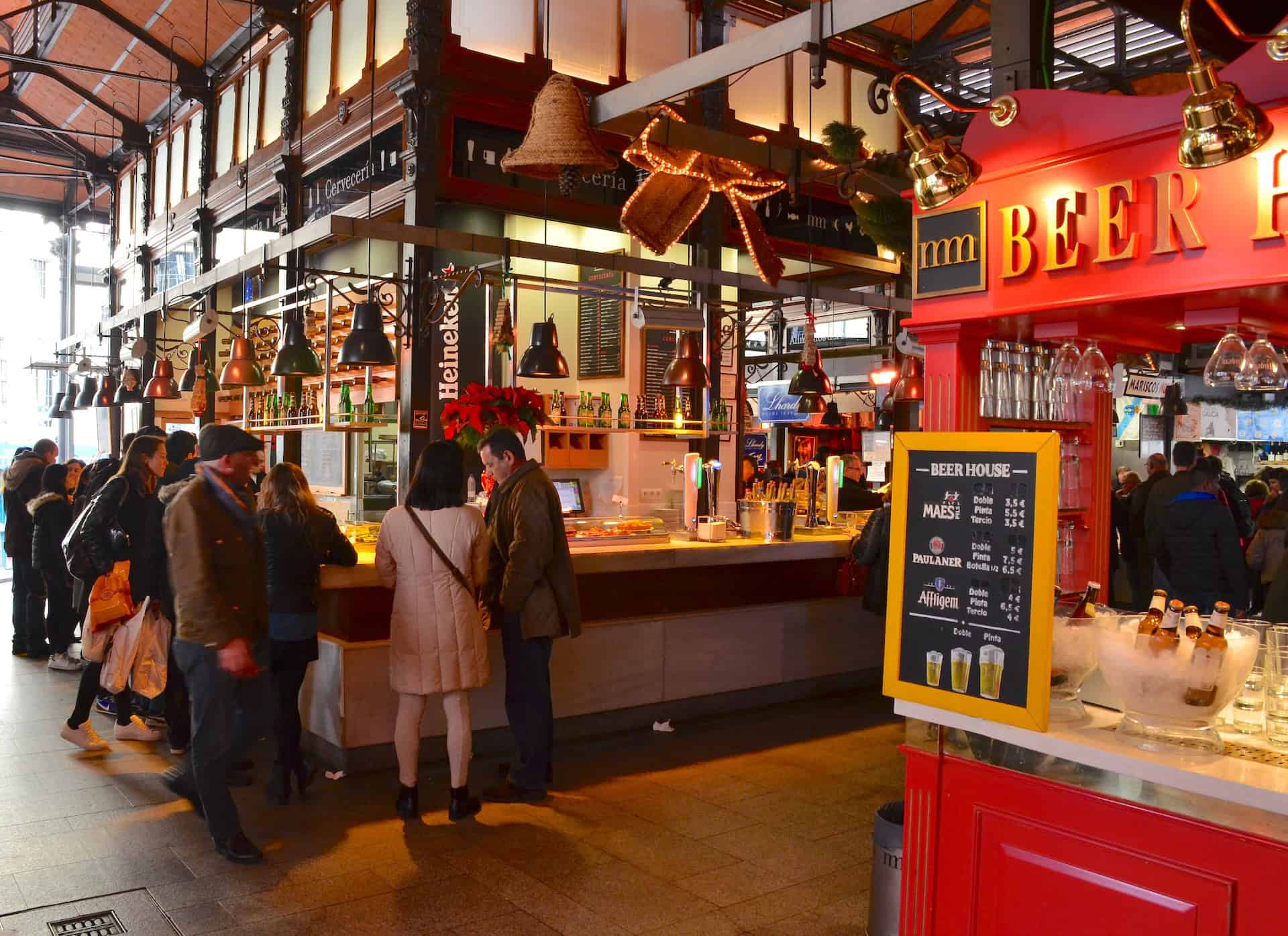 Beer stalls at San Miguel Market