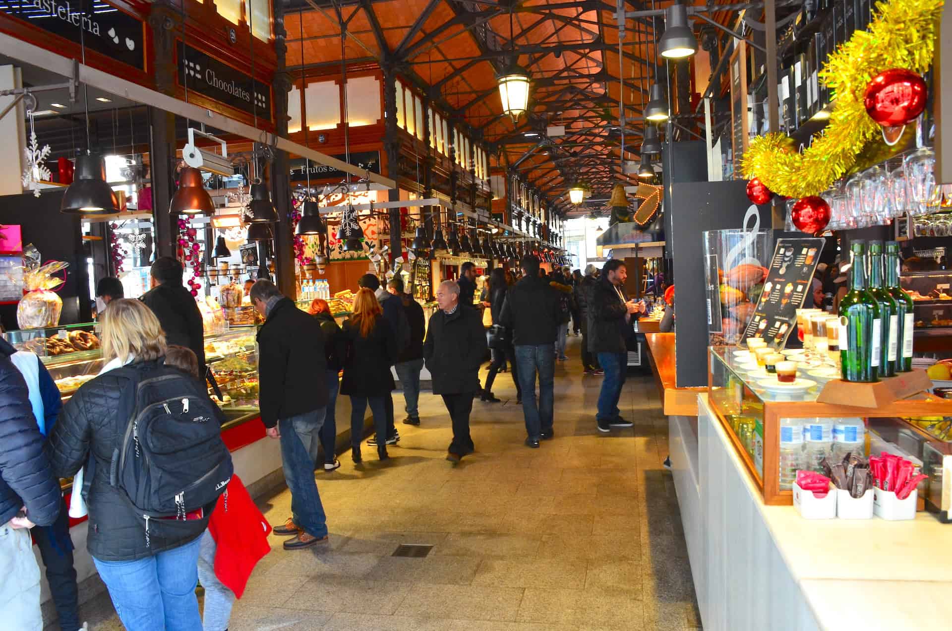 Inside the San Miguel Market in the Historic Center of Madrid, Spain