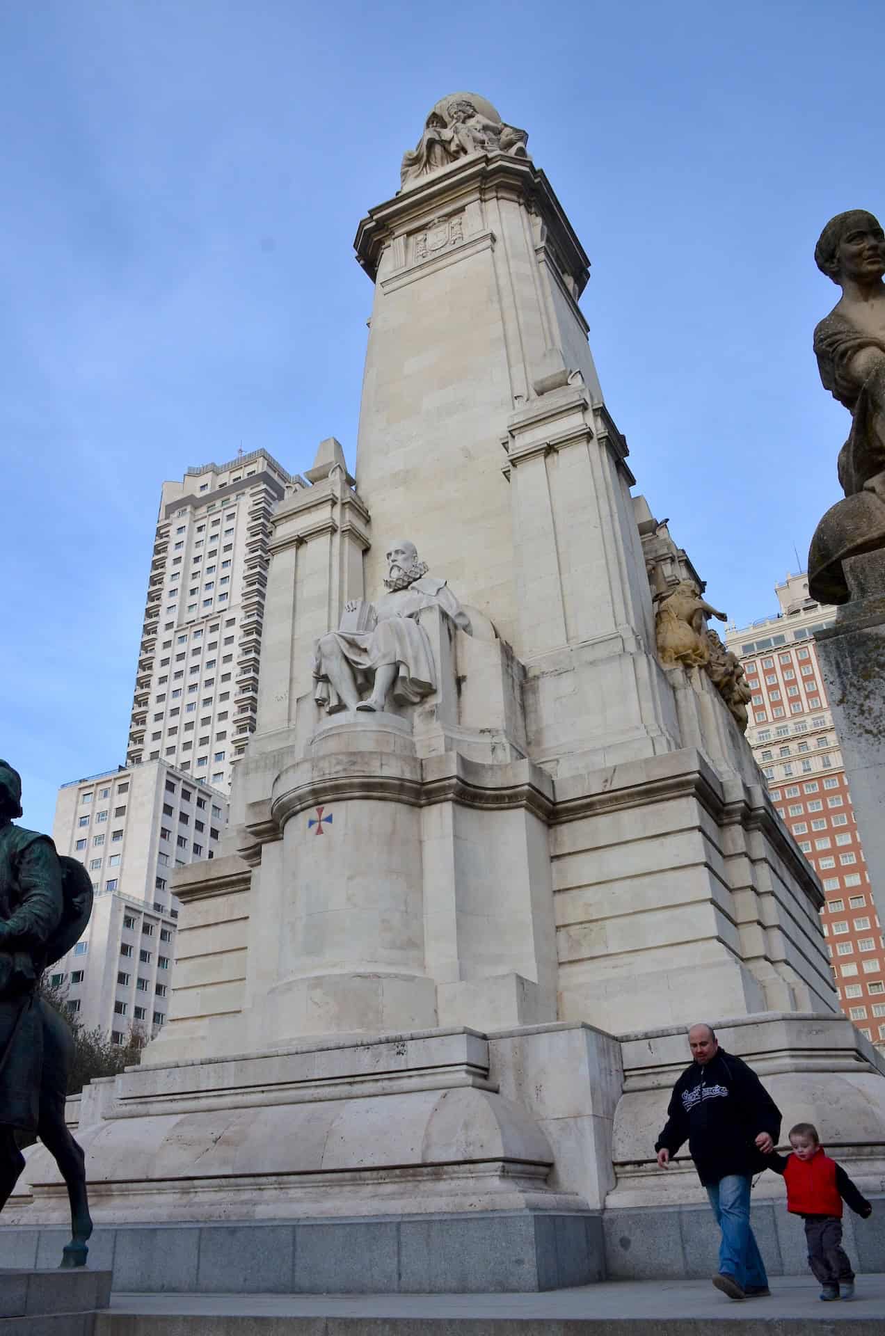 Cervantes monument at Plaza de España in Madrid, Spain