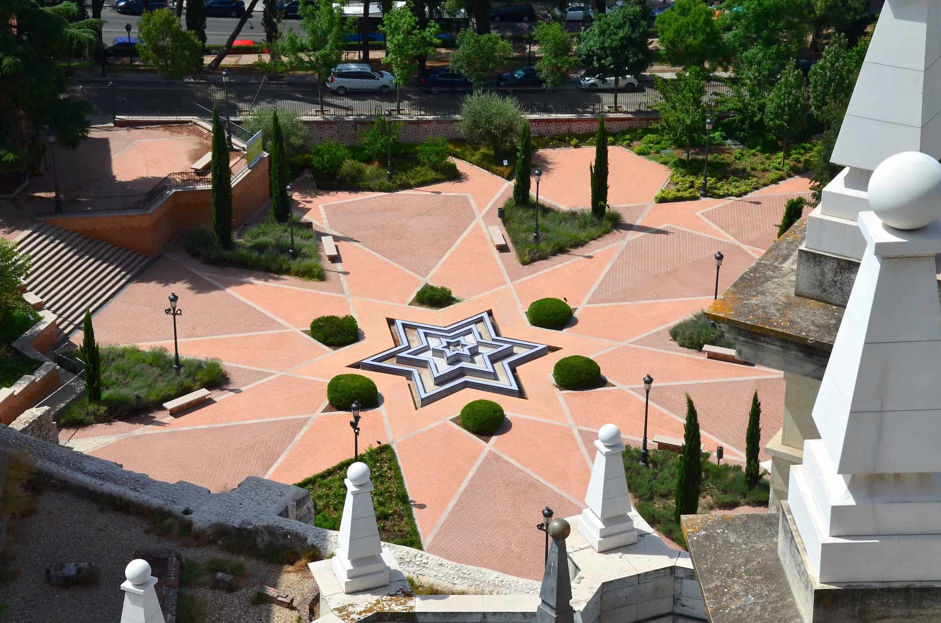 Emir Mohamed I Park from the Almudena Cathedral rooftop terrace in the Historic Center of Madrid, Spain