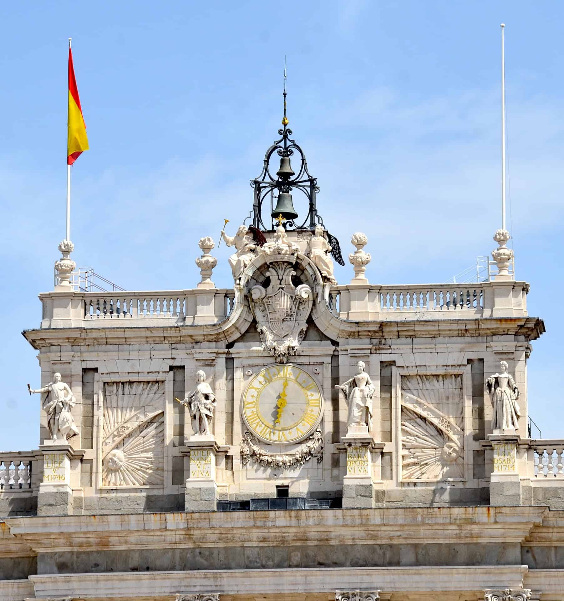 Clock at the Royal Palace of Madrid, Spain