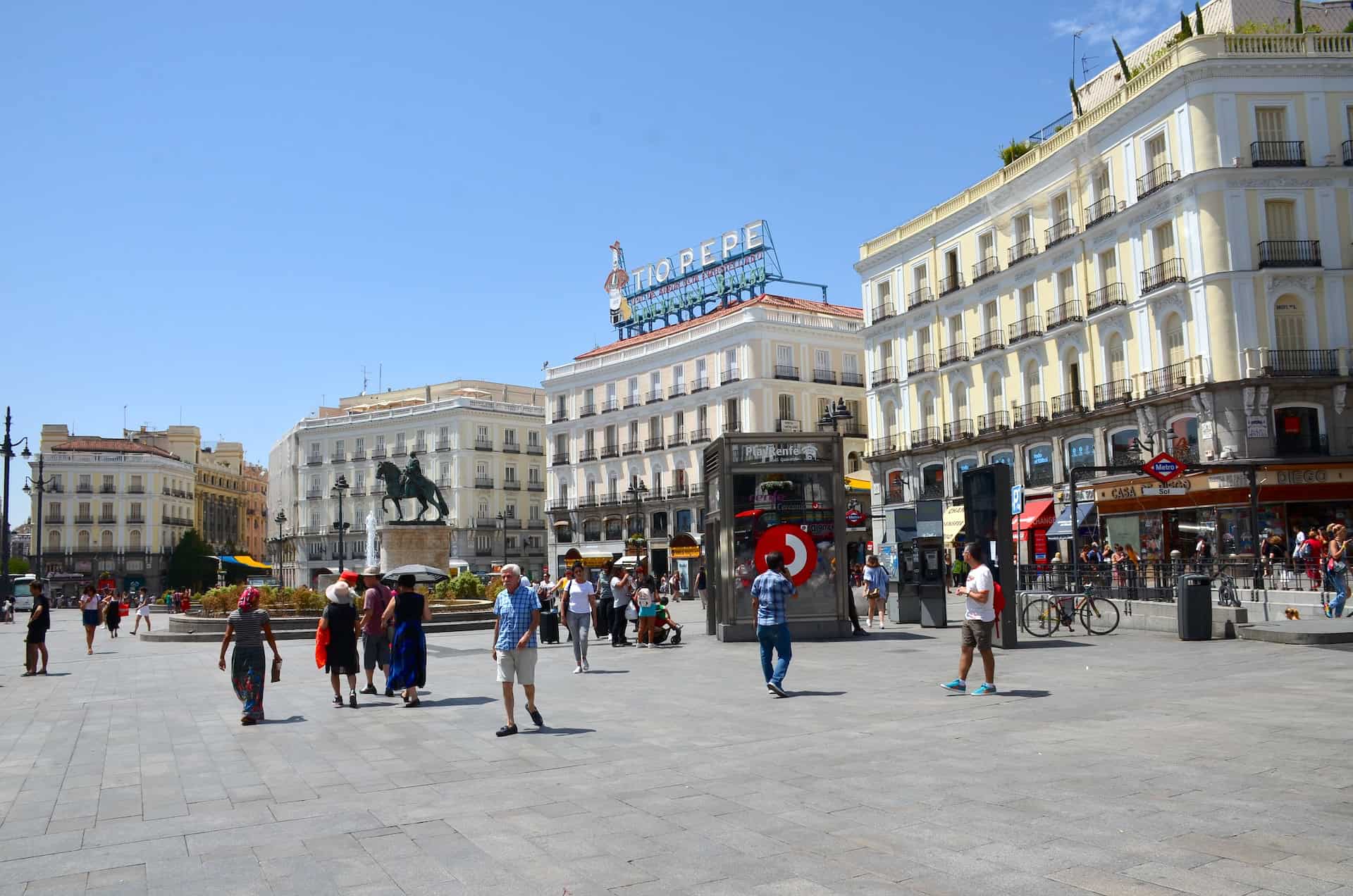 Puerta del Sol in the Historic Center of Madrid, Spain