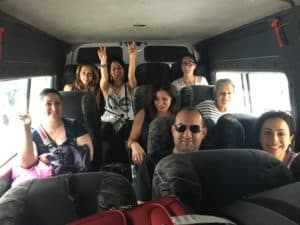 Friends and family in the van on the way to Armenia