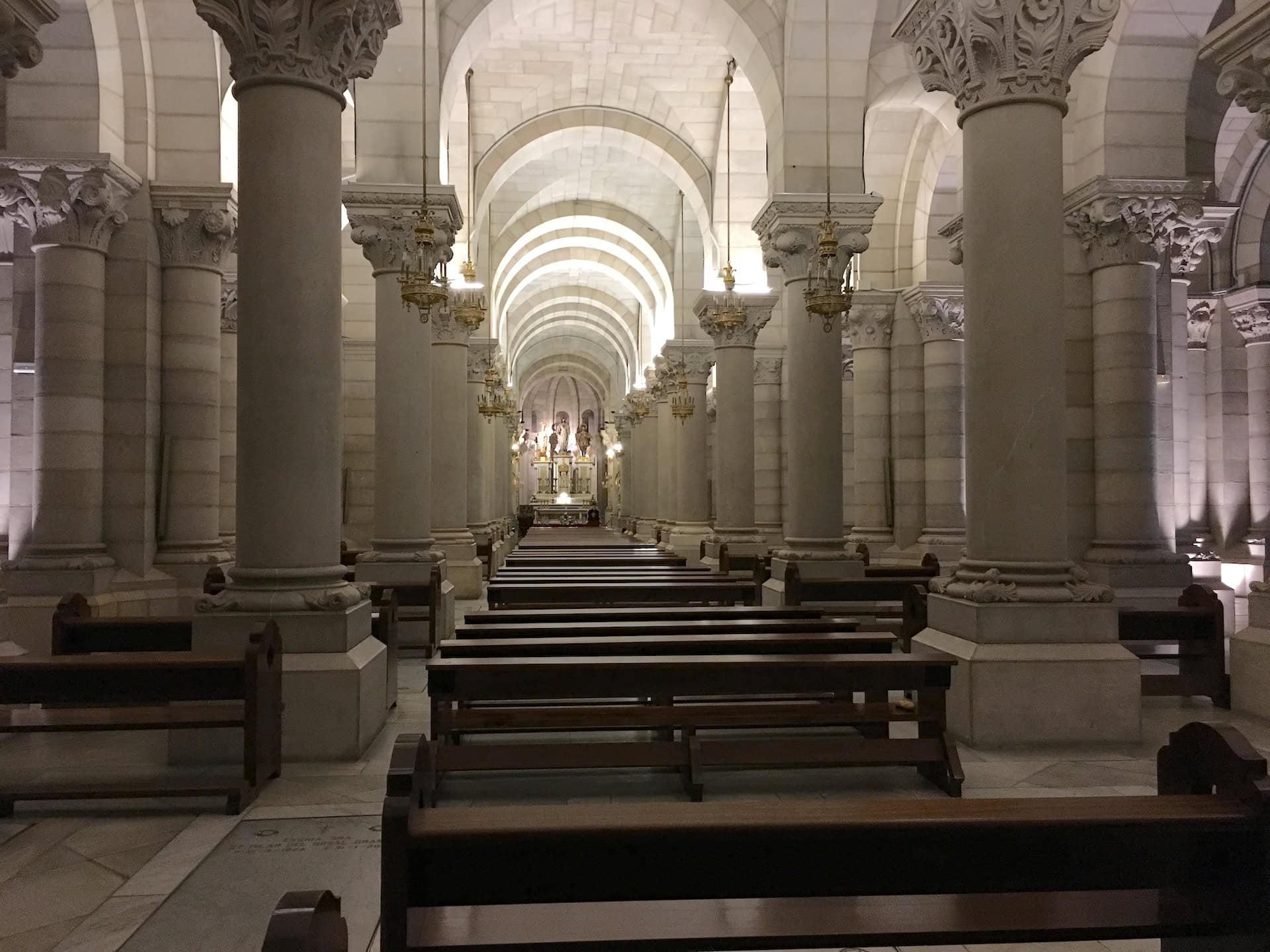 Looking towards the main altar in the crypt