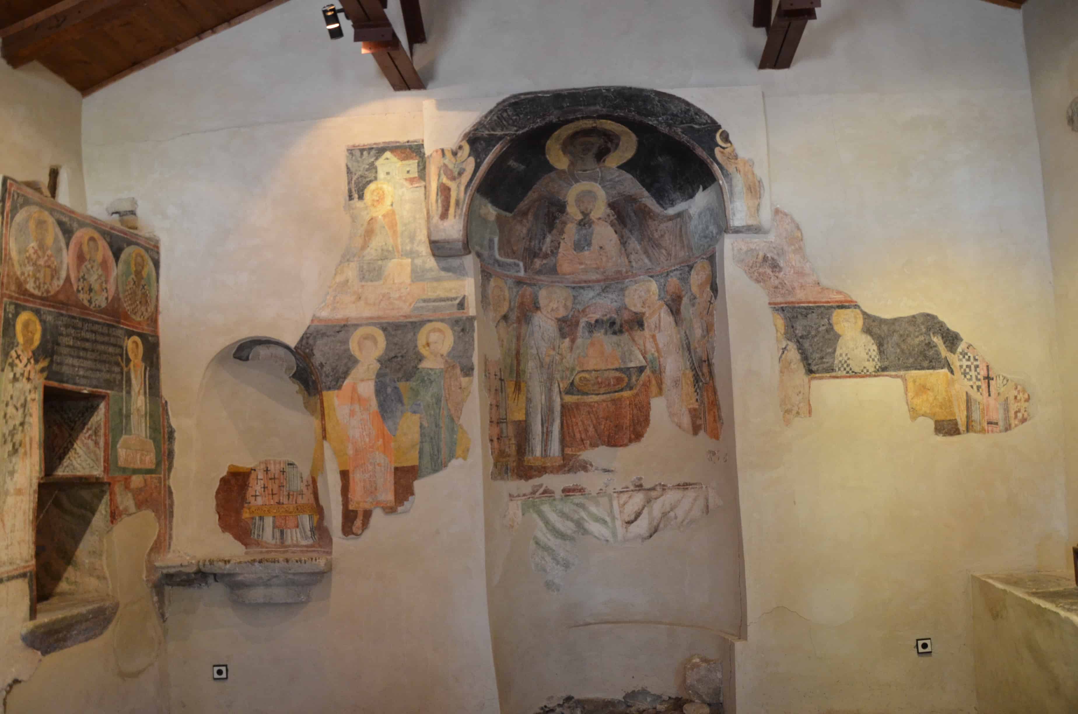 Partially damaged frescoes in the Church of the Holy Saviour in Nessebar, Bulgaria