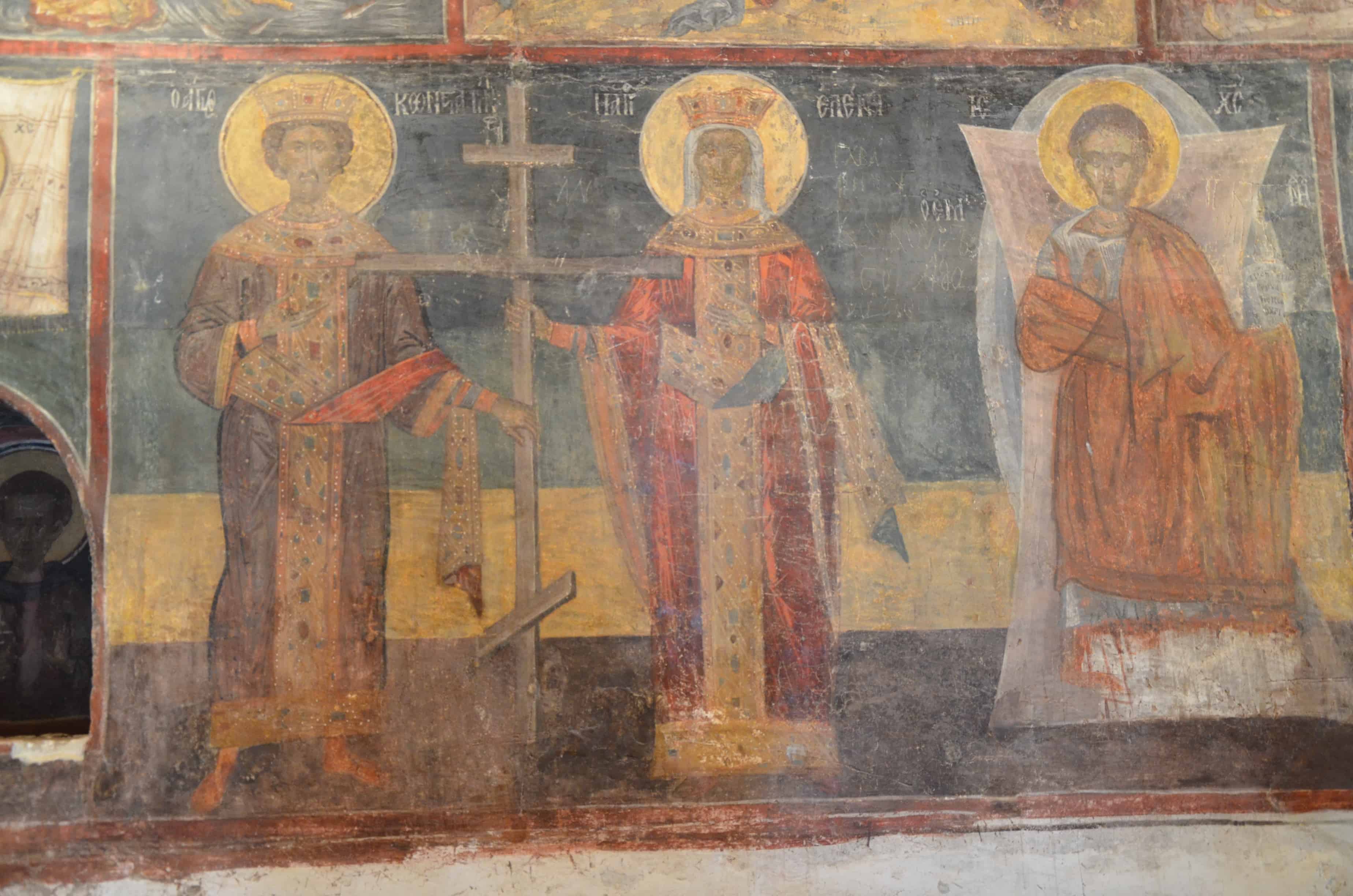 Depiction of Saints Constantine and Helen in the Church of the Holy Saviour in Nessebar, Bulgaria