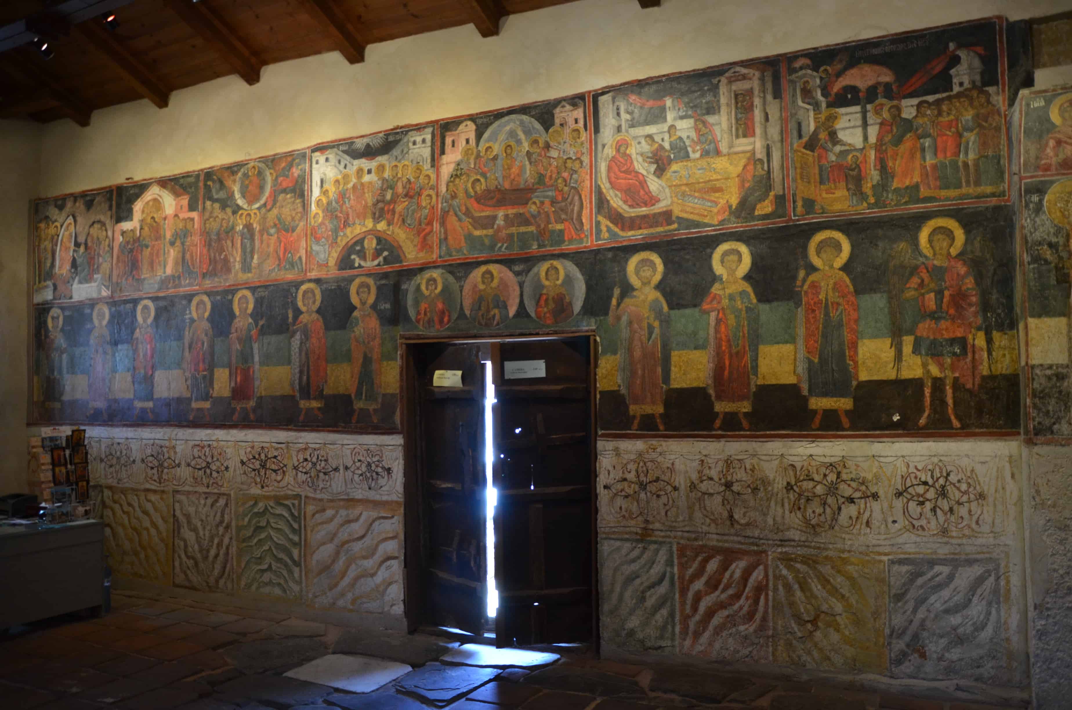 Frescoes on the entrance wall in the Church of the Holy Saviour in Nessebar, Bulgaria