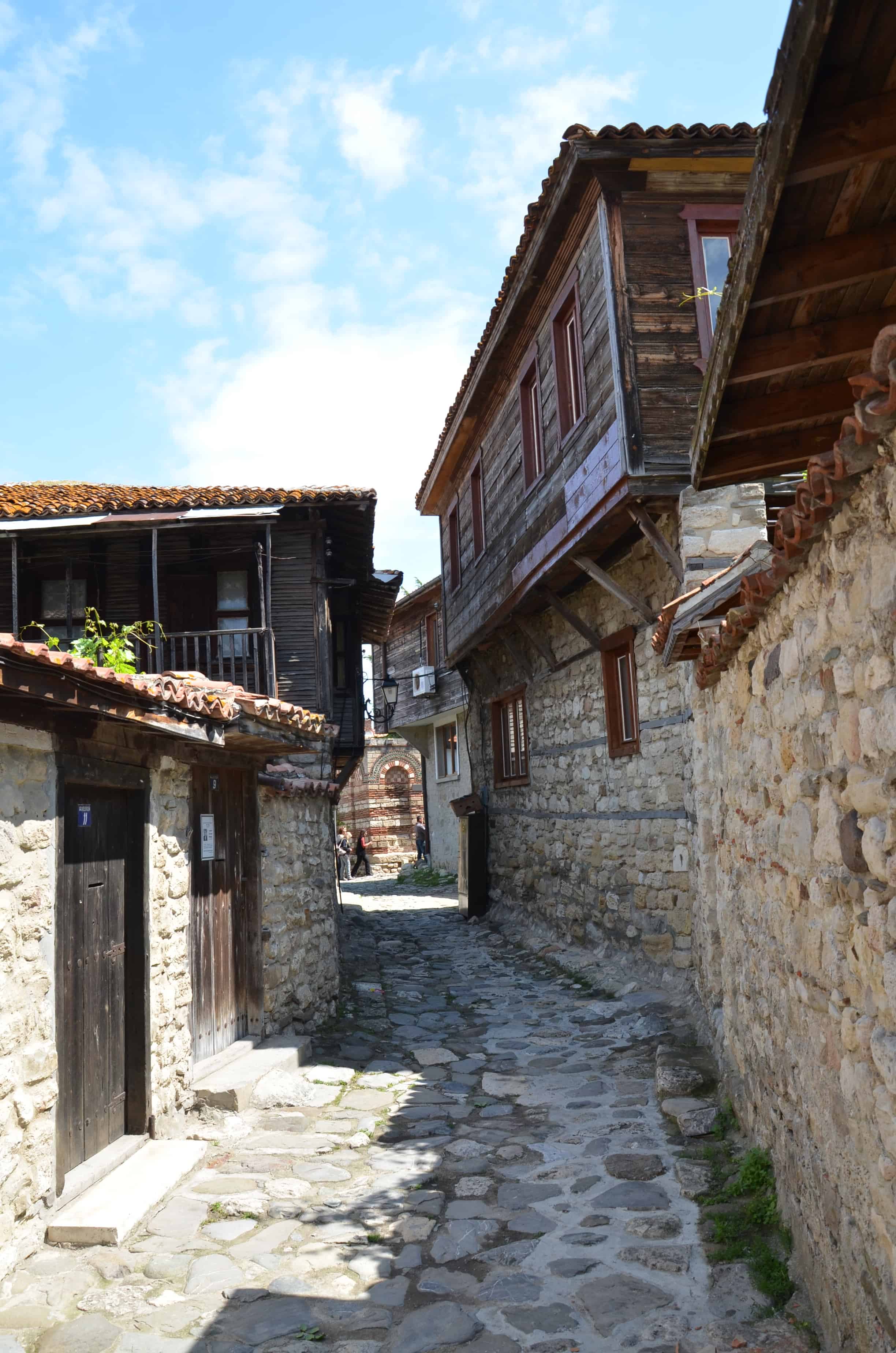 Narrow cobblestone street in Nessebar, Bulgaria