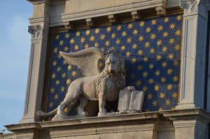 Lion of Saint Mark on the Torre dell'Orologio in Venice, Italy