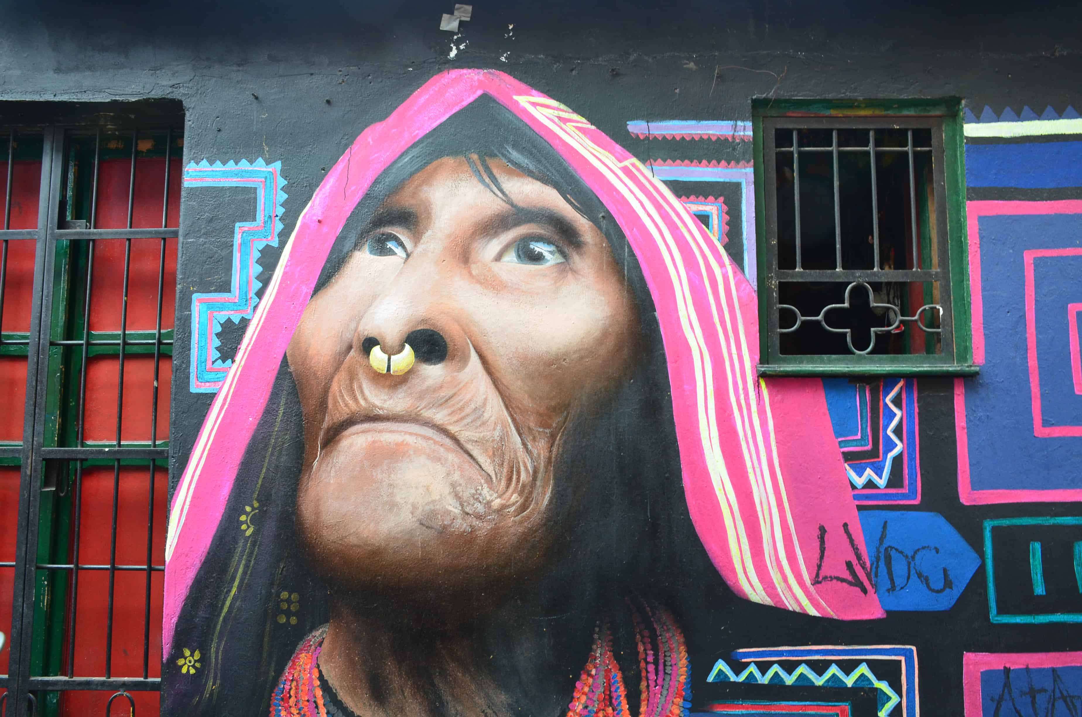 Near Chorro de Quevedo on the Bogotá Graffiti Tour in Bogotá, Colombia