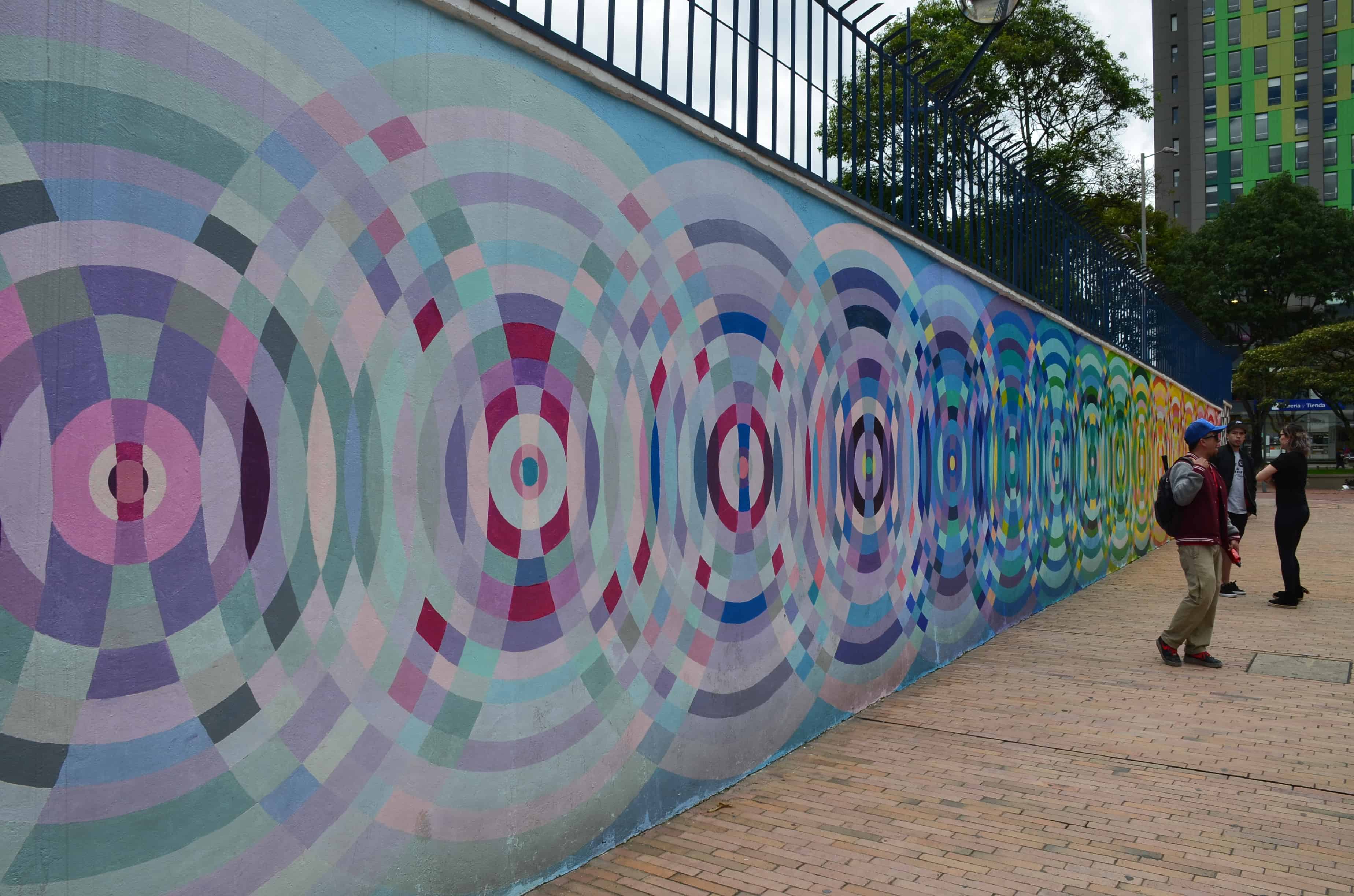 A colorful wall on the Bogotá Graffiti Tour in Bogotá, Colombia