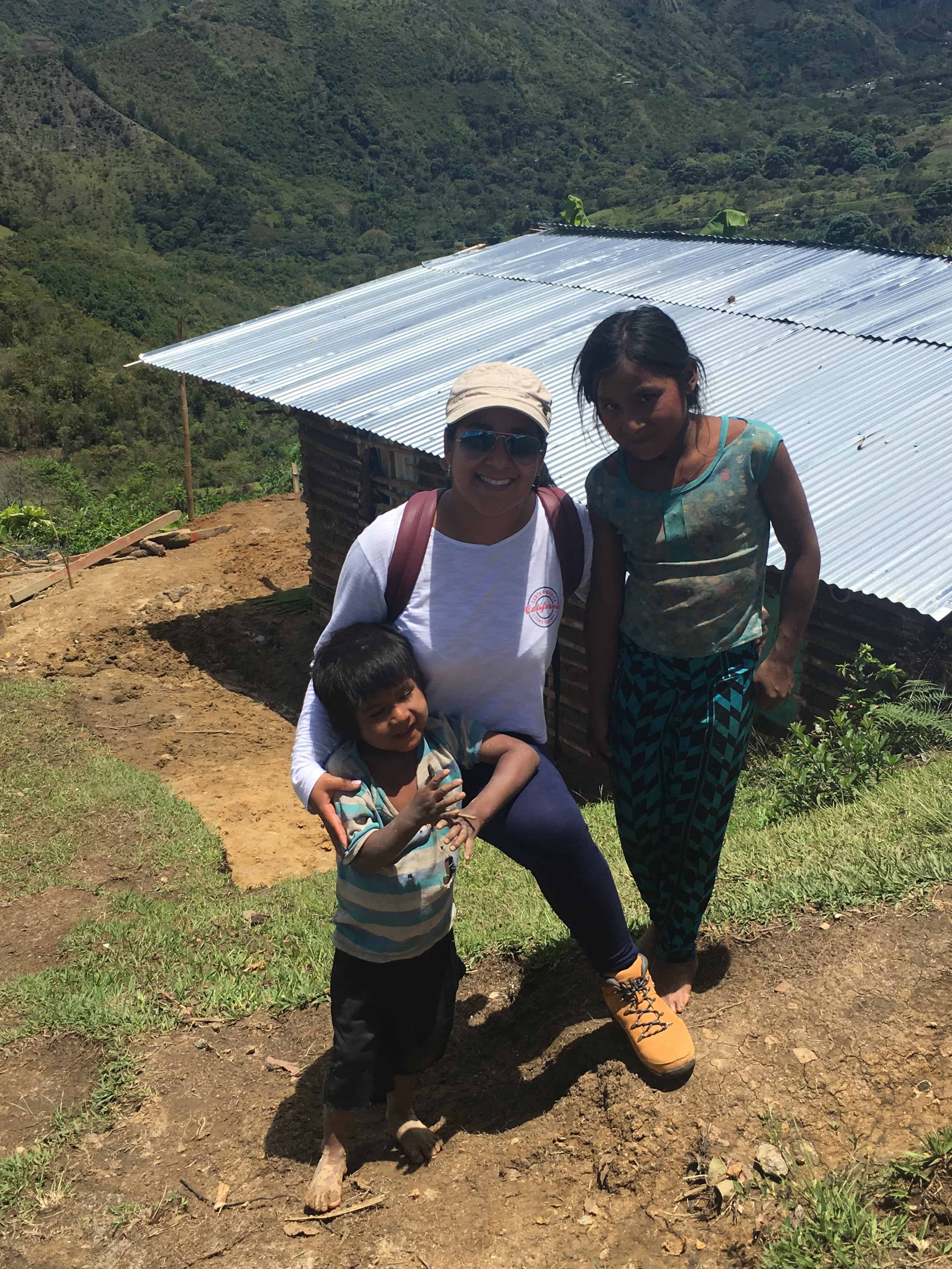Marisol with two local children at Tierradentro, Cauca, Colombia