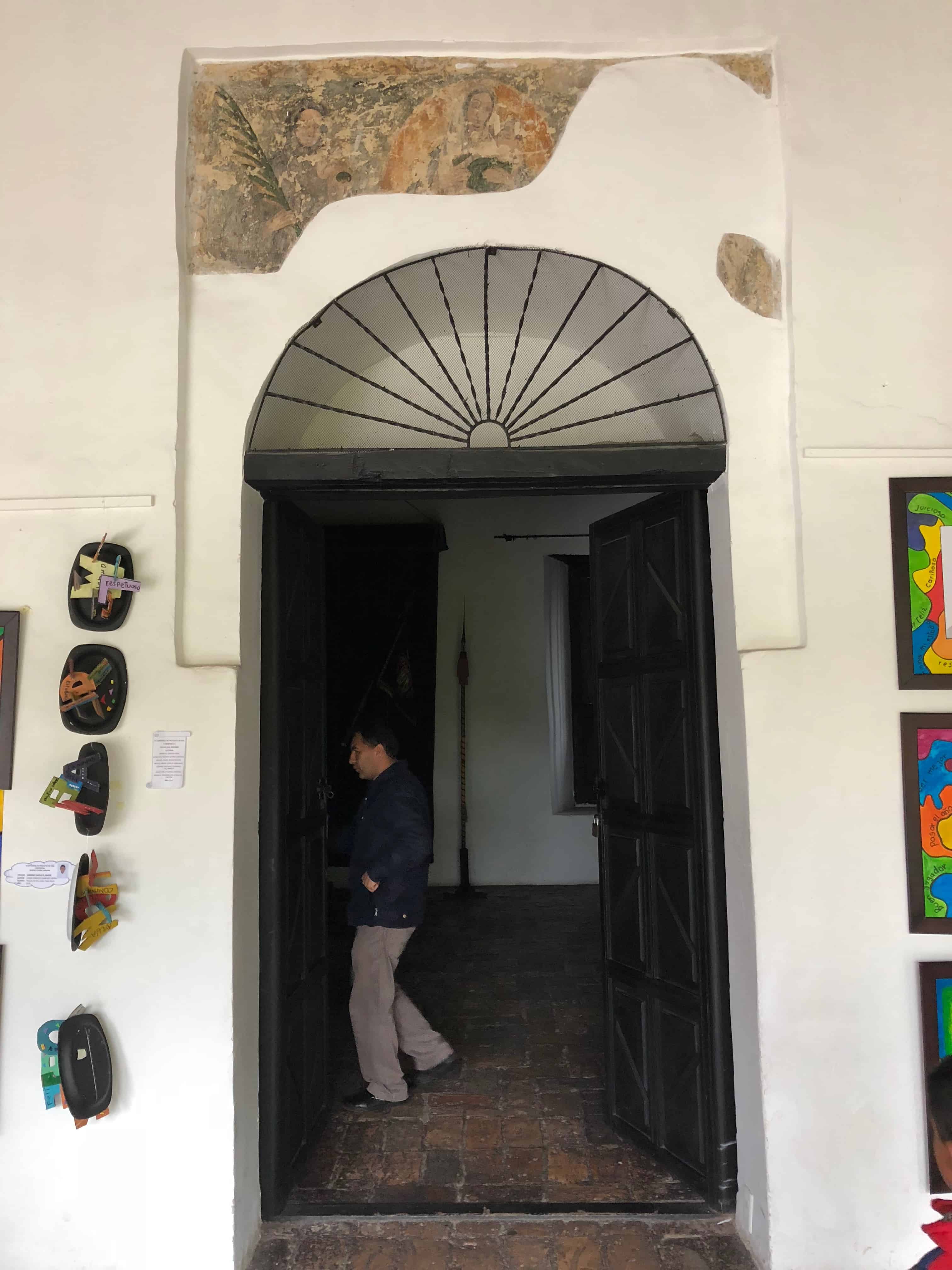 Doorway with fresco at Casa del Fundador Gonzalo Suárez Rendón in Tunja, Boyacá, Colombia