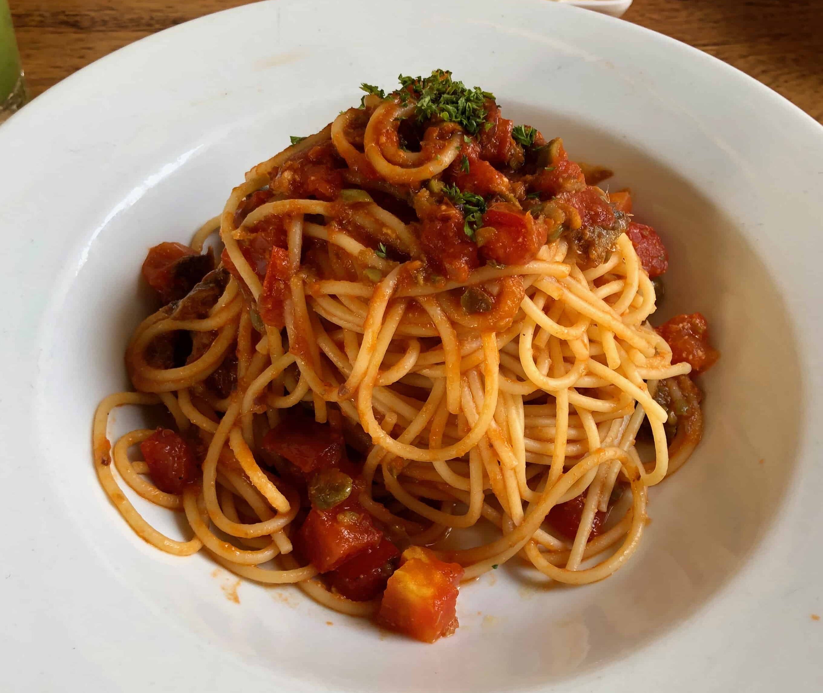Spaghetti puttanesca at Di Silvio Trattoria