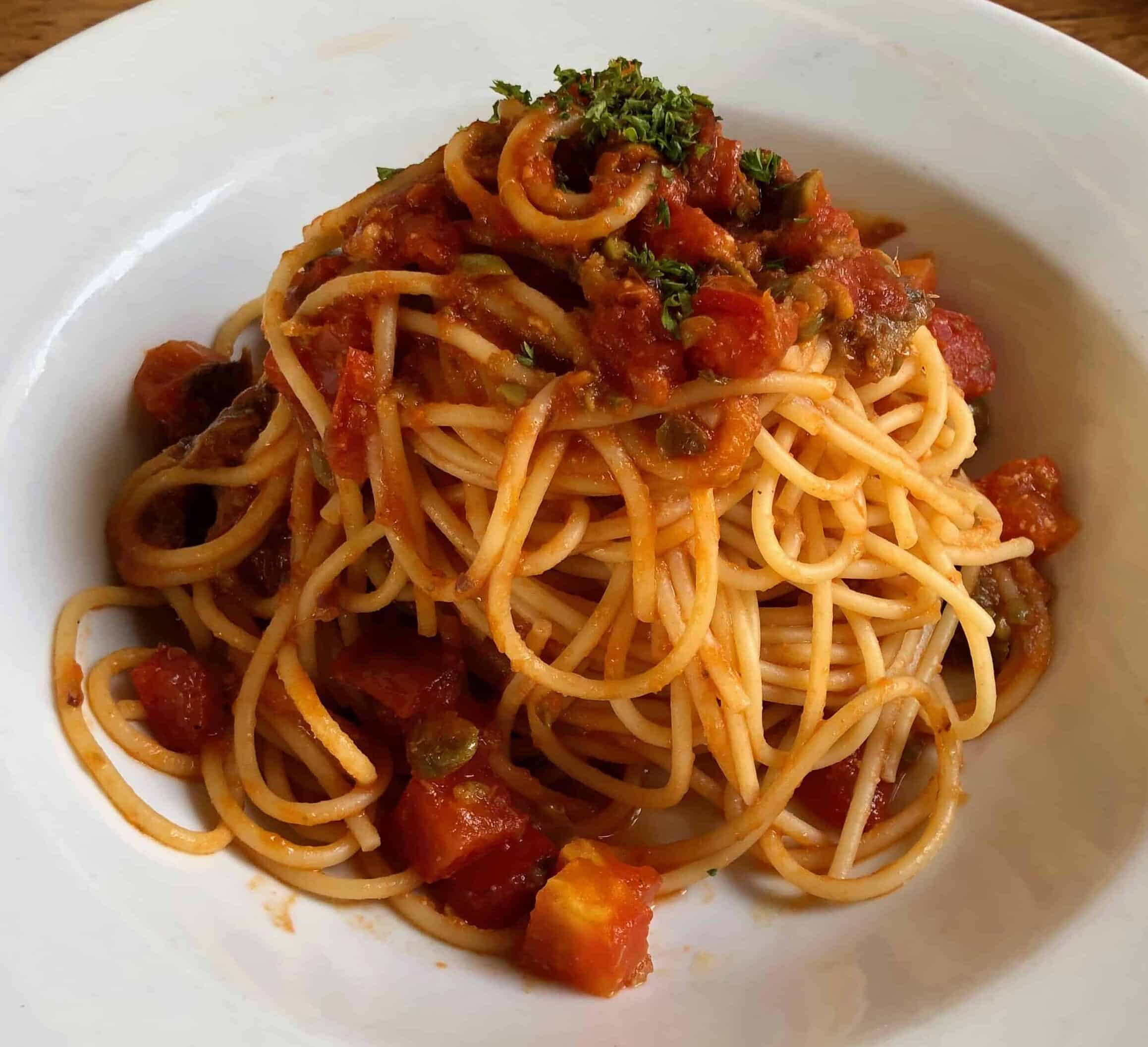 Spaghetti puttanesca at Di Silvio Trattoria