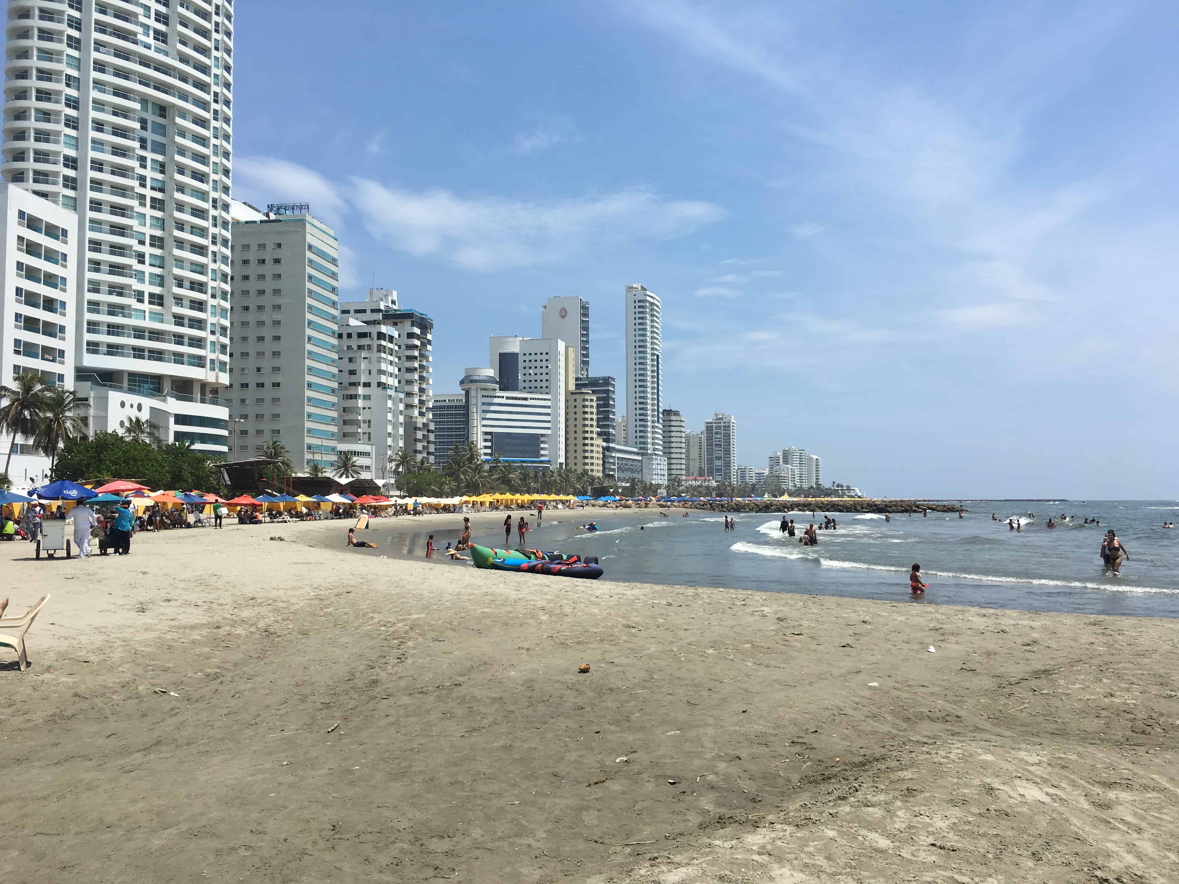 The beach at Bocagrande, Cartagena, Colombia