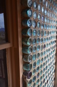 Close-up of bottles on Tom Kelly's Bottle House in Rhyolite, Nevada