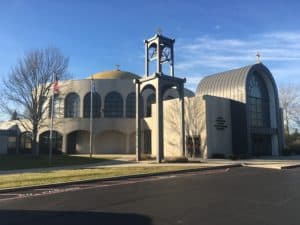 Outside of SS Constantine & Helen Greek Orthodox Cathedral in Merrillville, Indiana