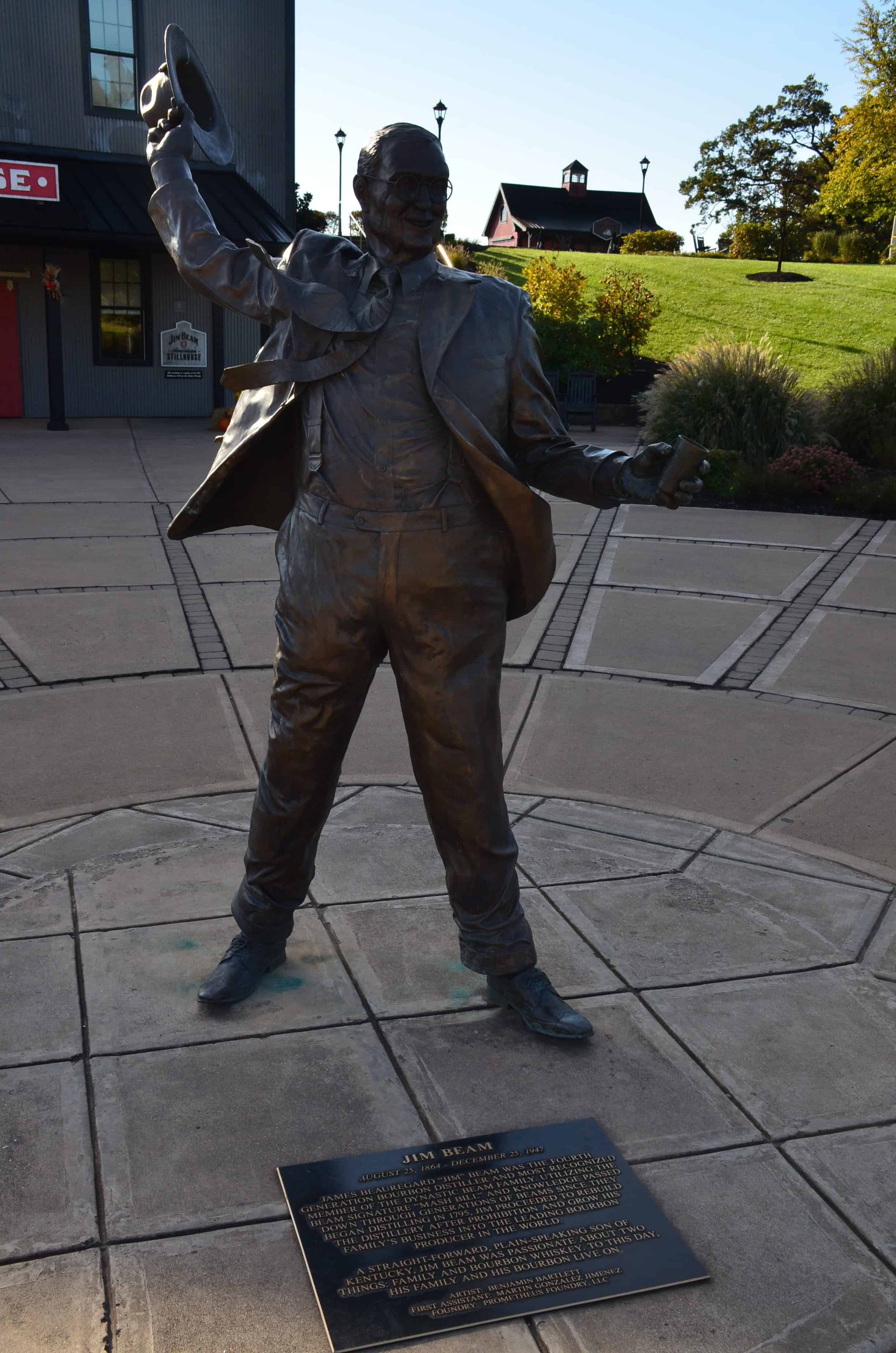 Jim Beam statue at Jim Beam American Stillhouse in Clermont, Kentucky