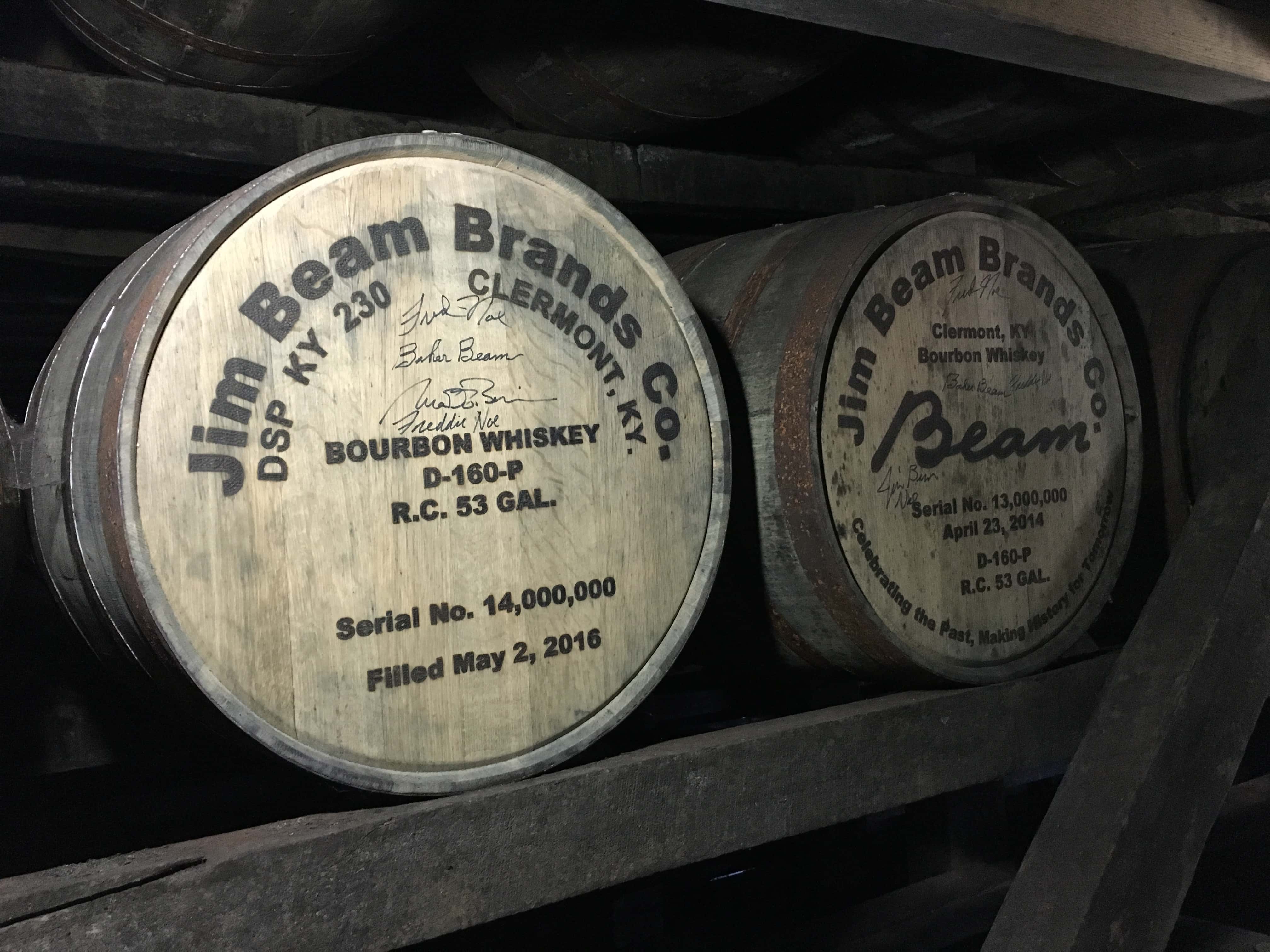 Barrels #13 and #14 million at Jim Beam American Stillhouse in Clermont, Kentucky